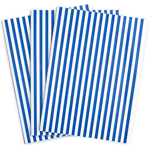 MR FIVE 60 Sheets Blue Stripe Tissue Paper Bulk,14" x 20",White with Blue Stripes Tissues Paper for Gift Bags,Baby Shower,Birthday,Weddings