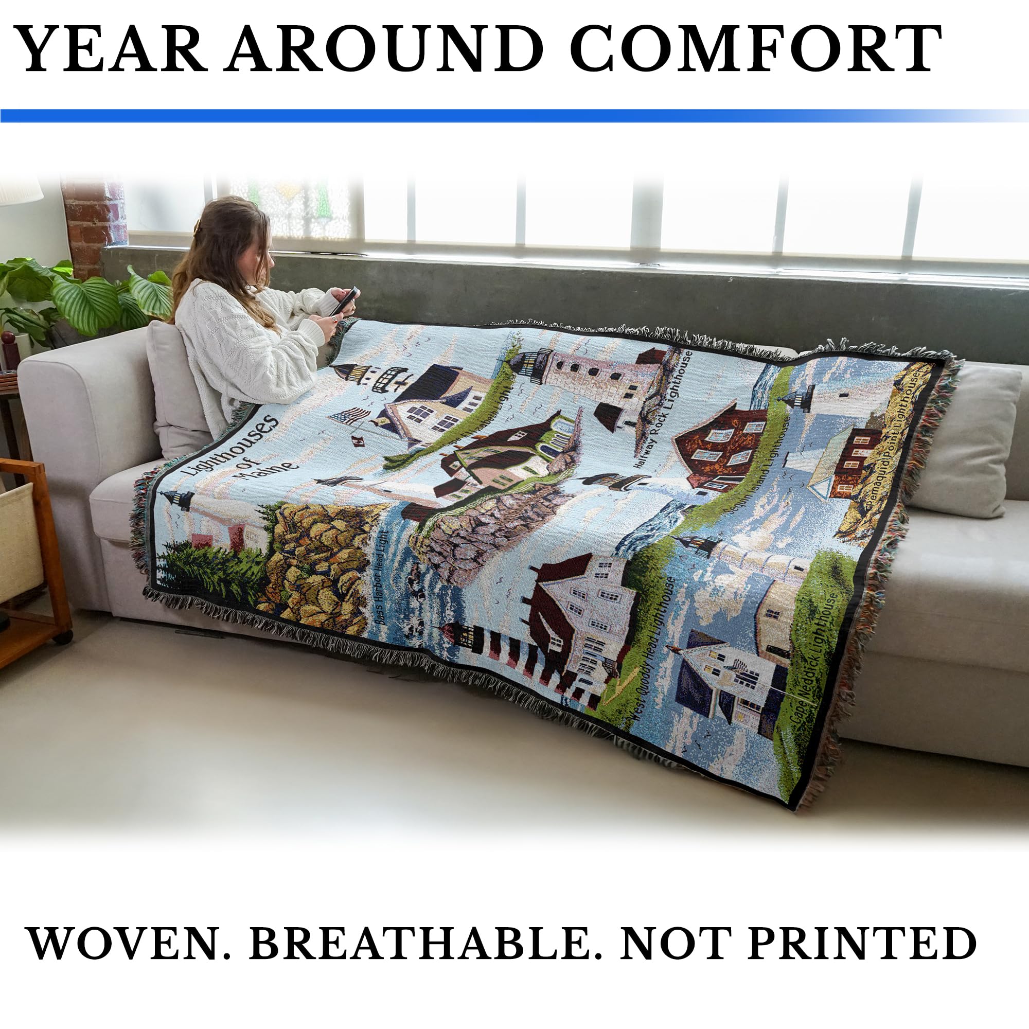 Amazon.com: Lighthouses of Maine Blanket - Bass Harbor Cape