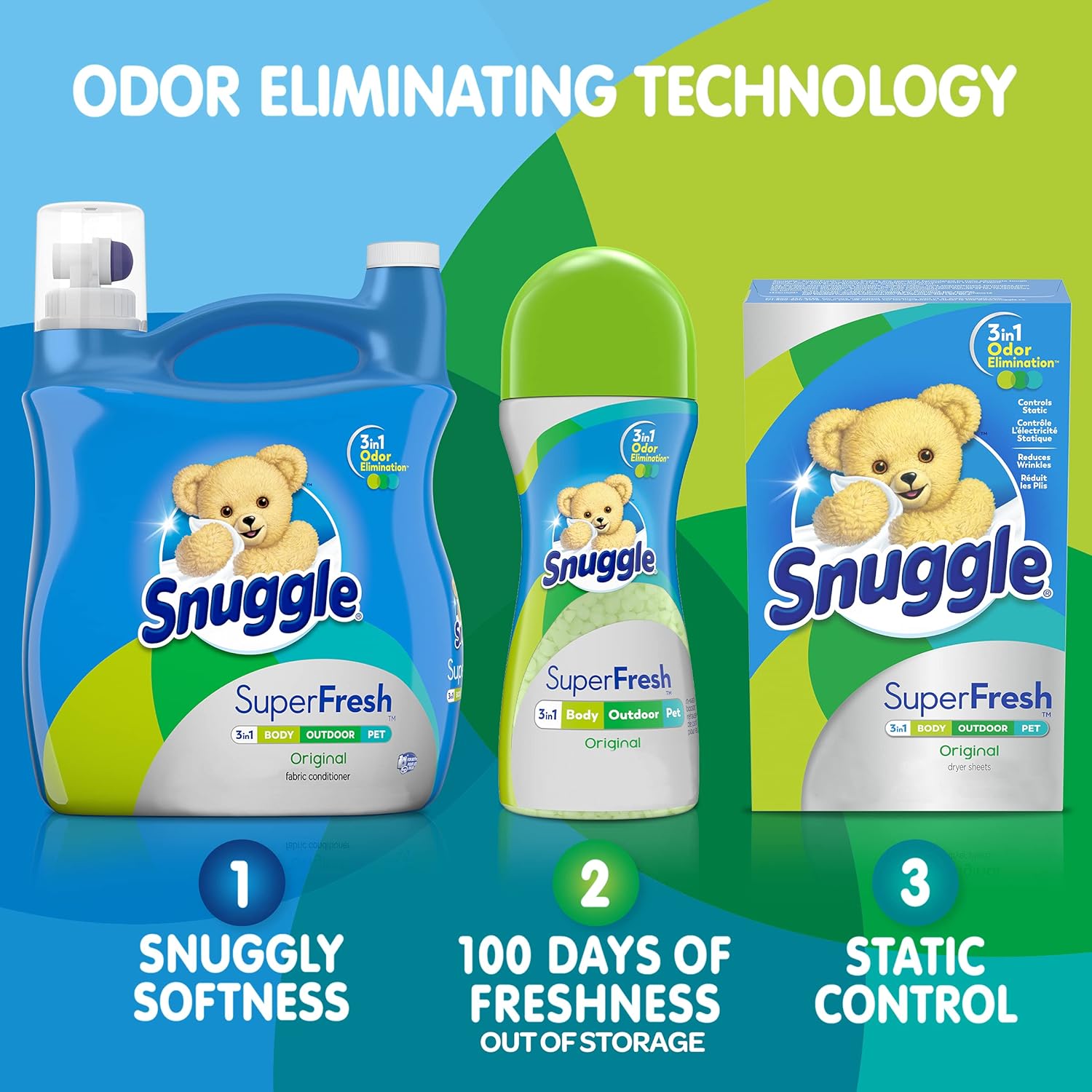 Snuggle Scent Shakes in-Wash Scent Booster Laundry Beads for Super-Fresh Original 3-in-1 Odor Elimination, Green, 19 Oz : Health & Household