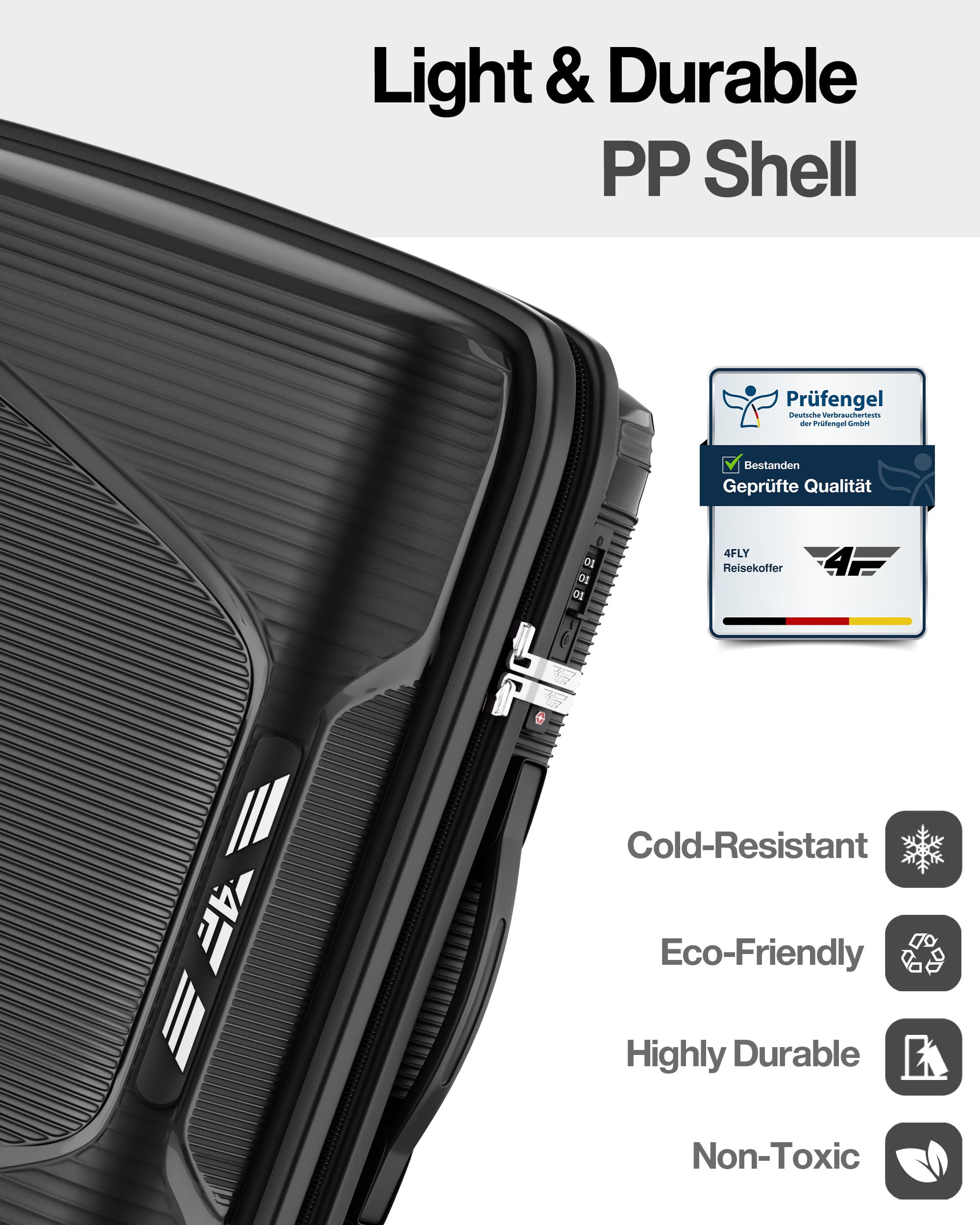 Maleta rígida ligera de viaje y juego de maletas – Maleta con carro con cerradura TSA, ruedas dobles, mango telescópico de aluminio y doble cremallera, estuche de belleza, equipaje de mano y