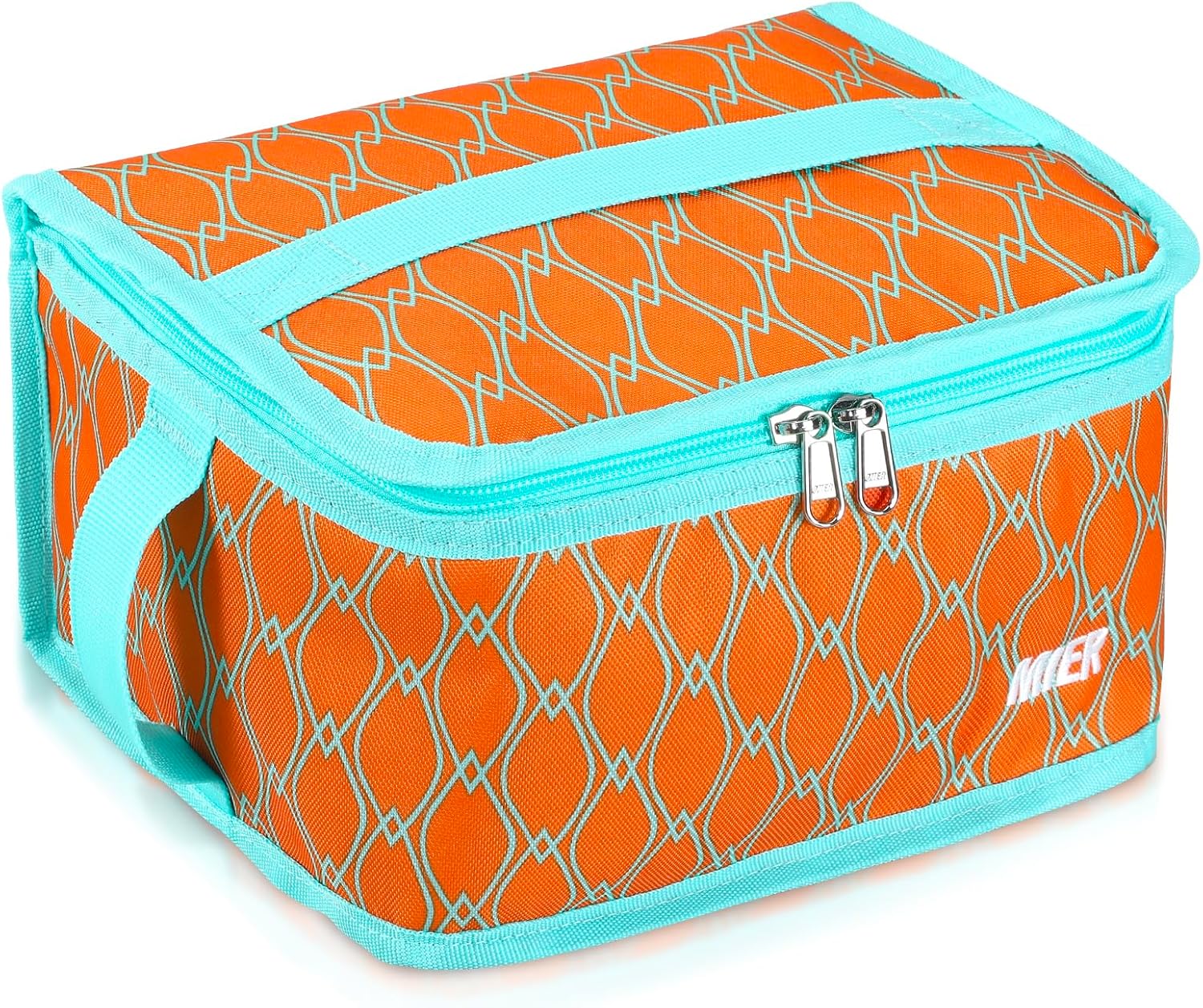 MIER 9-Can Mini Lunchbox Cooler Small Lunch Box Bag for Kids Adults,Orange