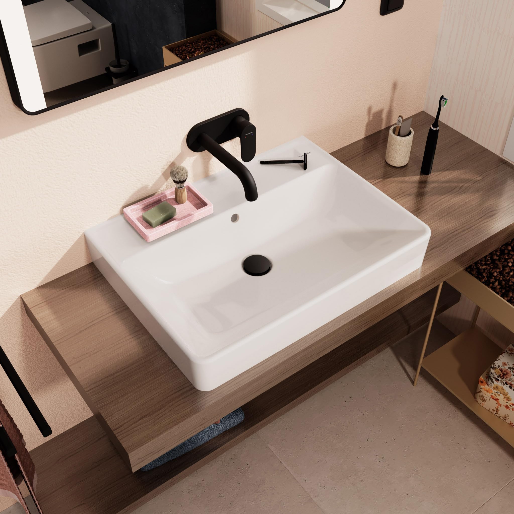 hansgrohe Desagüe Push Open para mezclador de lavabo y bidé, color negro mate, tamaño grande