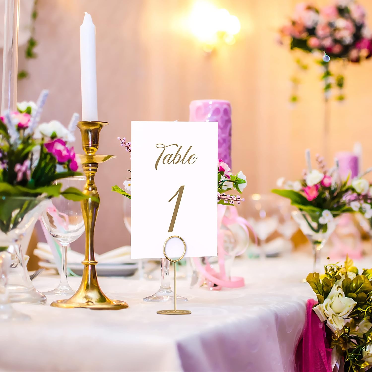 10 Pack Gold Table Number Holders - Place Card Holders for Signs - Photo Holders for Centerpieces Weddings - Photo Stand Clip - Picture Holder for Tables - Wire Food Signs Restaurant Setting Cards image 2