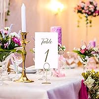 Vista 3 de Números de mesa dorados del 1 al 30 con 10 soportes dorados para números de mesa