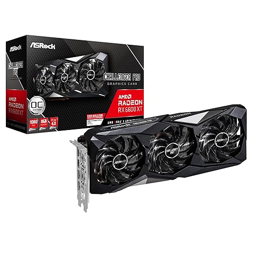 ASROCK AMD Radeon RX 6600 XT Challenger Pro 8GB OC 16 Gbps GDDR6 128-bit 7680 x 4320 0dB Silent Cooling Graphics Card DisplayPort HDMI