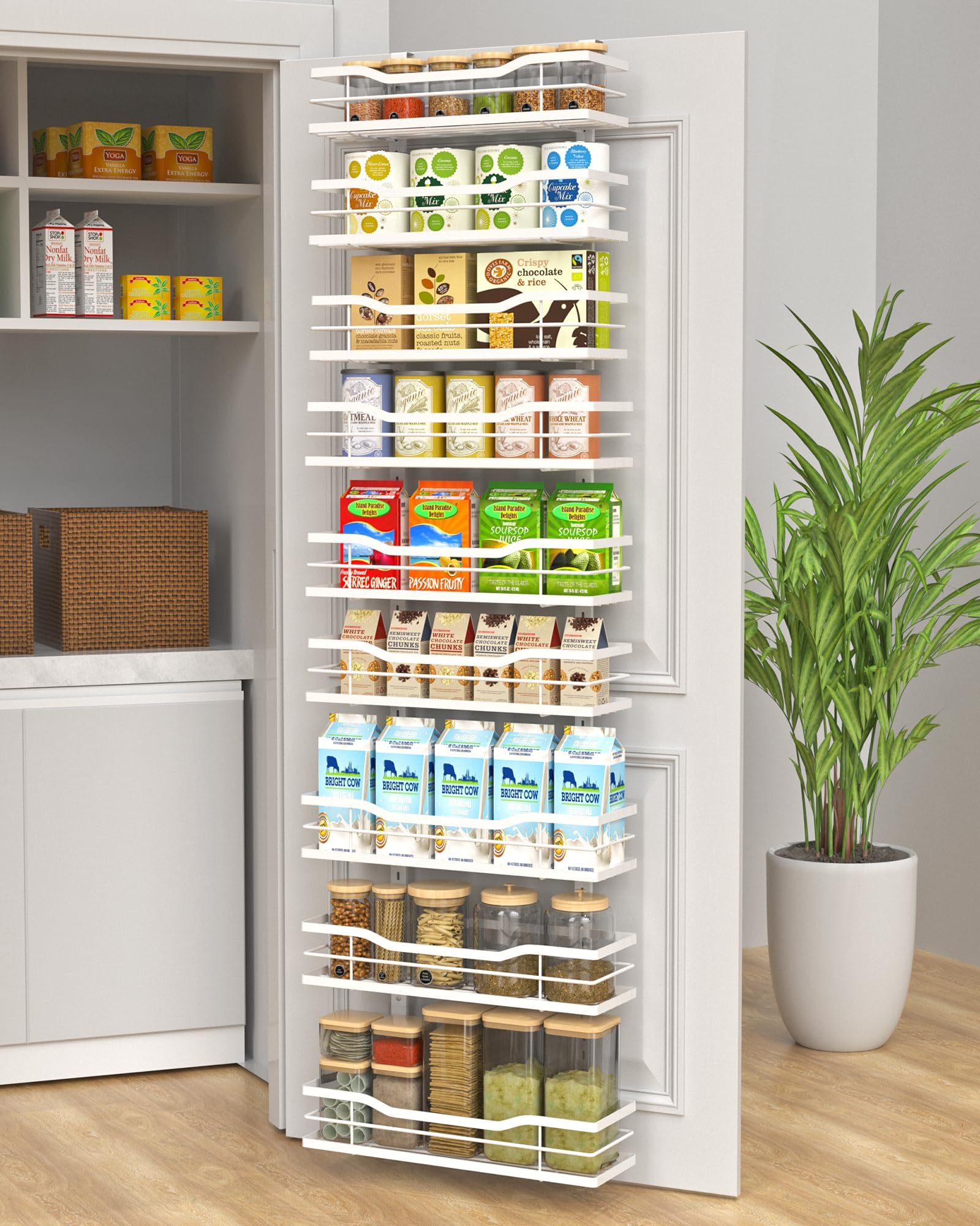 Amazon.com: Moforoco White 9-Tier Over The Door Pantry Organizer ...
