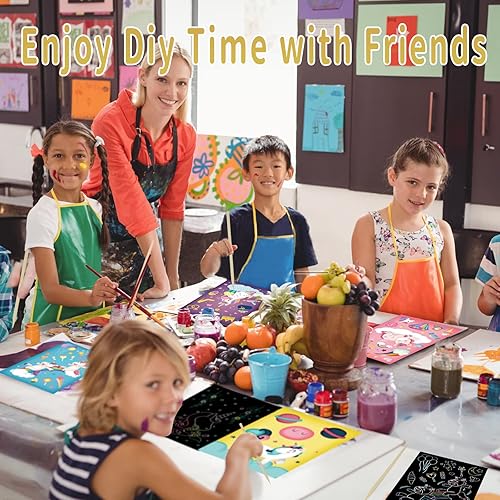 Miniatura 4 de OPUHOHR Juego de 3 juegos de arte mágico de papel para rascar, colorido libro de arte de dibujo mágico con 3 bolígrafos para rascar para cumpleaños,