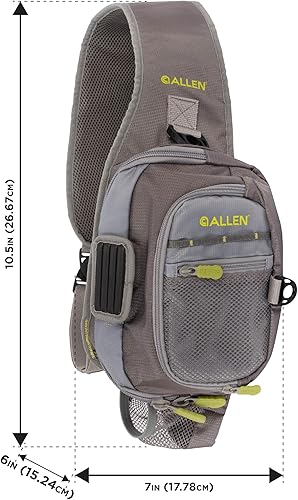 Miniatura 2 de Allen Company Cedar Creek Fly Fishing Sling Pack - Fits up to 4 TackleFly Boxes and Other Accessories - GrayLime and Olive Green