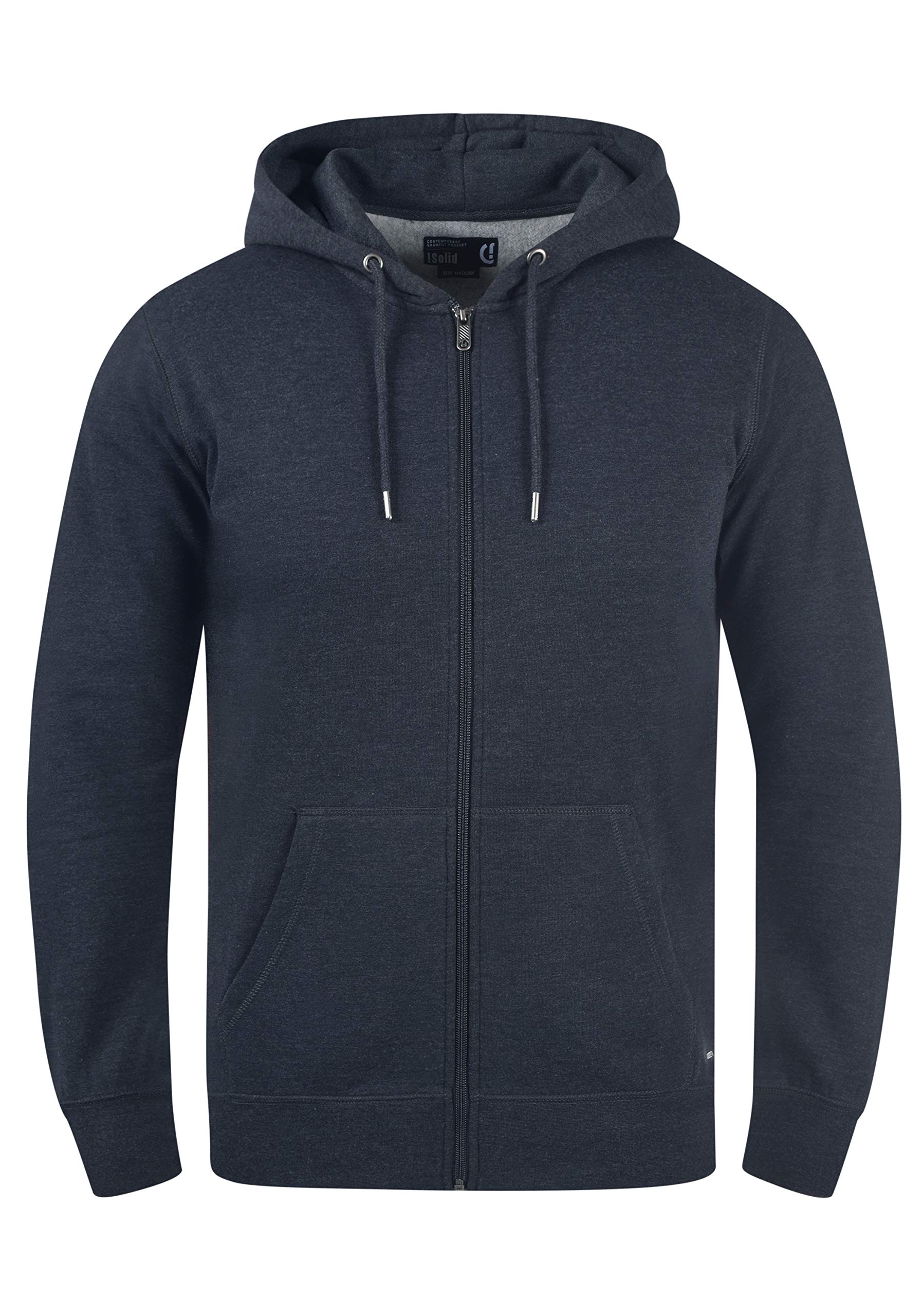 !Solid BertiZip Herren Sweatjacke Kapuzen-Jacke Zip-Hoodie mit Kapuze und optionalem Teddy-Futter aus hochwertigem Baumwollmaterial Meliert