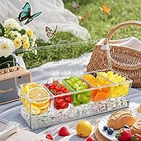 Vista 9 de Servidor de condimentos de 5 compartimentos, recipientes de condimentos enfriados con hielo, bandeja transparente para servir condimentos sobre