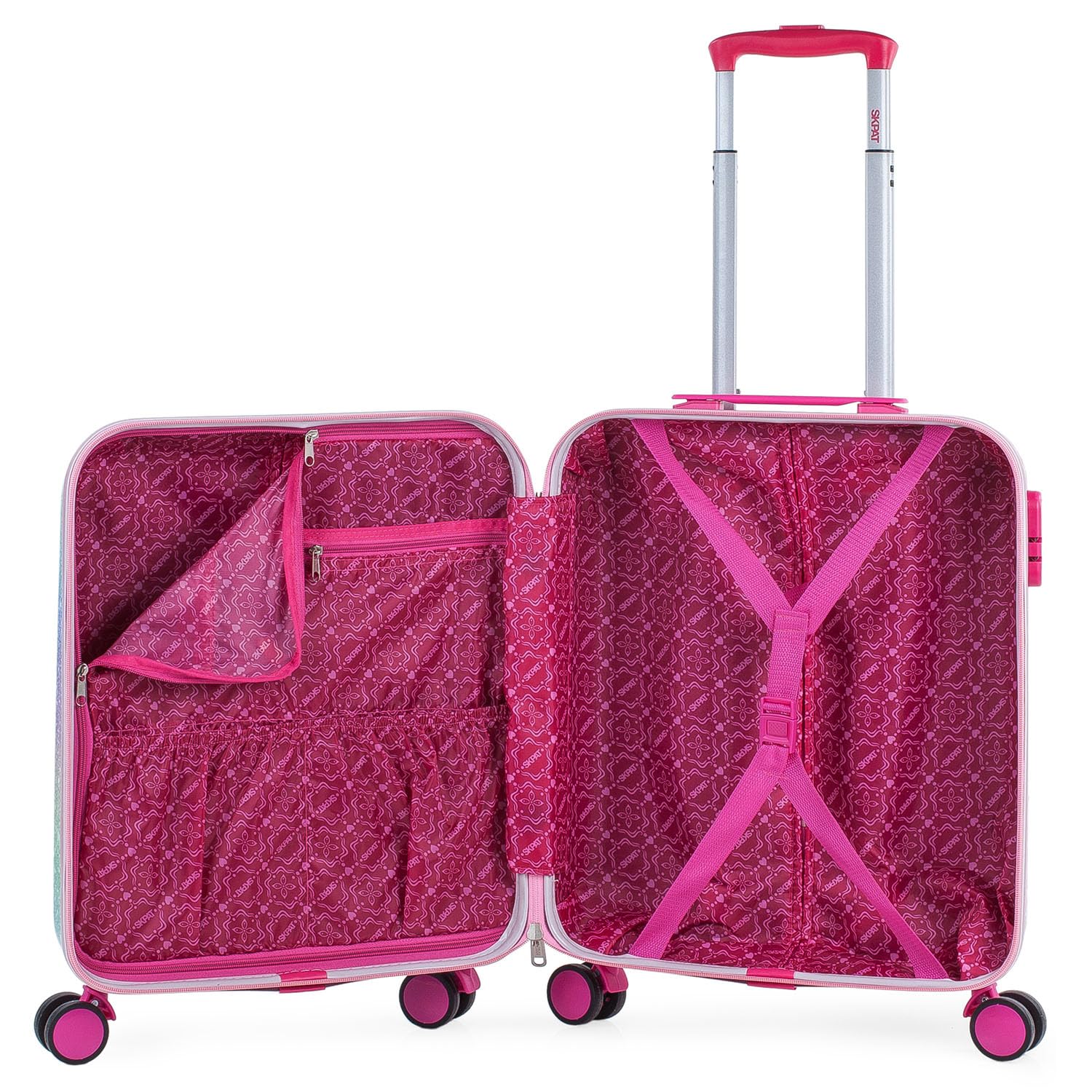 SKPAT - Valises pour Enfants, Chariot à Bagages à Main Pliable pour Filles, léger pour Enfants, Bagages à Main - Compatible avec Le Cadenas à Combinaison Ryanair TSA, Fuchsia