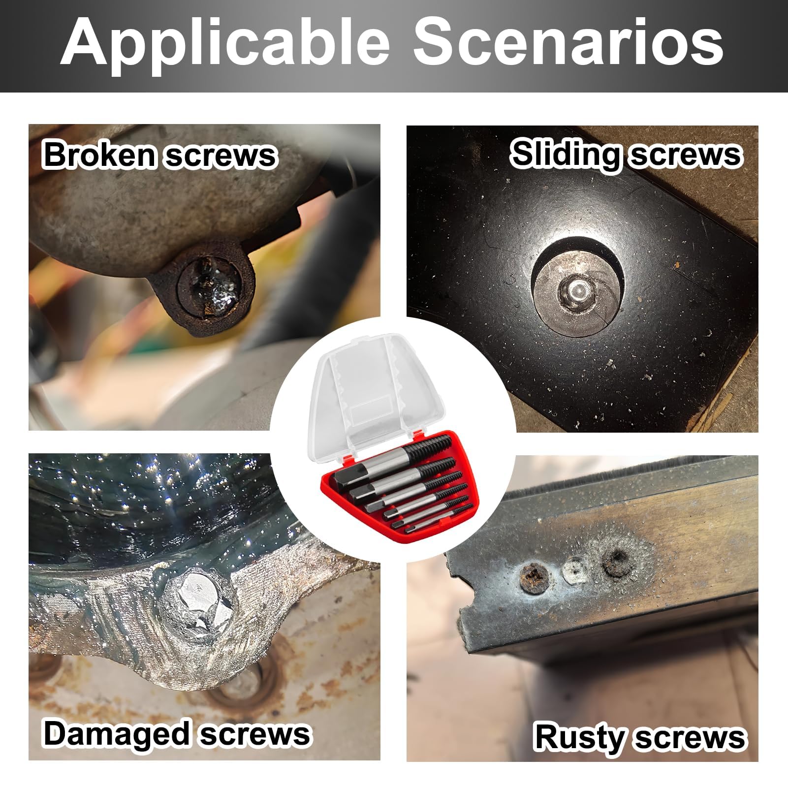 Set Estrattori Di Viti 6 Pezzi Con Scatola, Estrattori A Filetto Sinistro In Acciaio HSS Per Rimozione Viti Rotte M3-M18, Kit Rimozione Viti Danneggiate Per Officina Casa Riparazioni Meccaniche