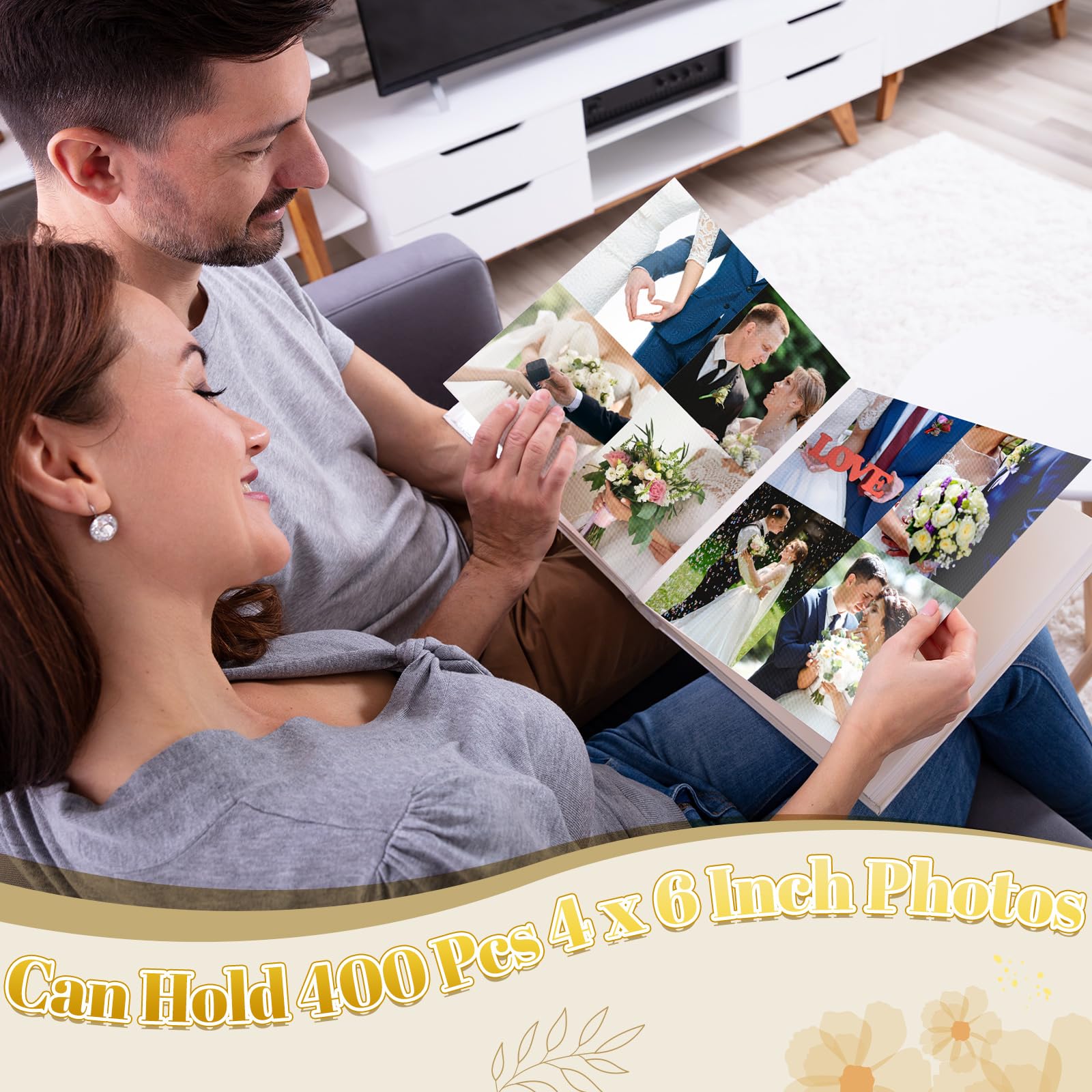 Harloon Unser Hochzeitsfotoalbum für 4 x 6 Zoll Bilder 400 Taschen Hochzeit Fotoalbum Buch mit Frontfenster für Familie Hochzeiten Erinnerungsfotos Jahrestag Valentinstag Andenken