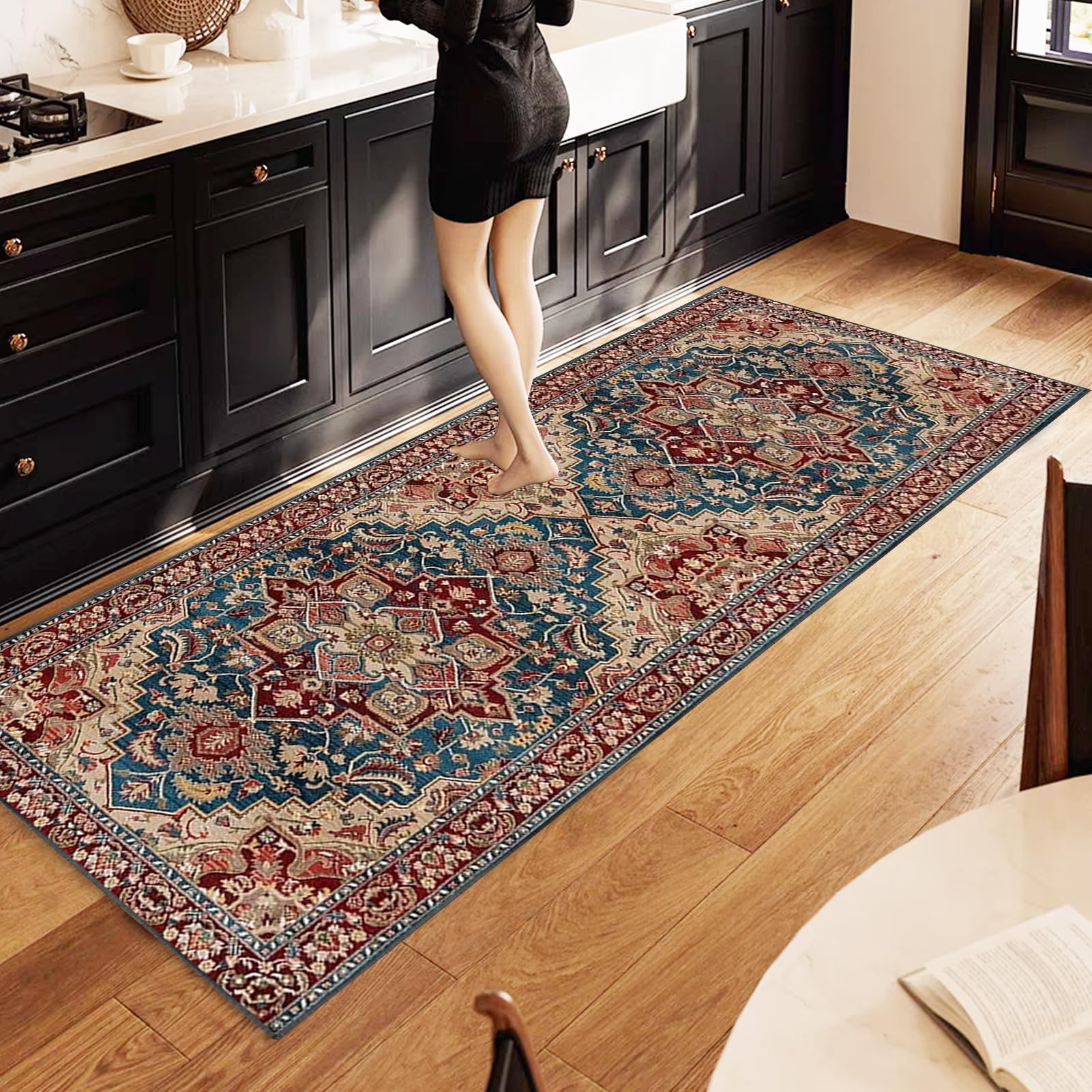 Teppich Läufer für Küche, Flur & Wohnraum 70 x 200 cm Rutschfest Waschbar Küchenteppich Flurteppich Läufer Lang Fußmatte Flur Runner Teppiche kurzflor Korridor Teppich Teppichläufer für Entryway