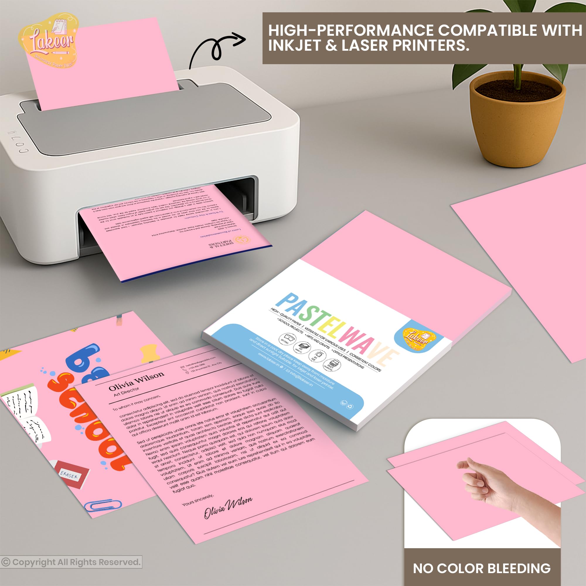 Lakeer Pastel Pink Paper - 50 Sheets A4 -5