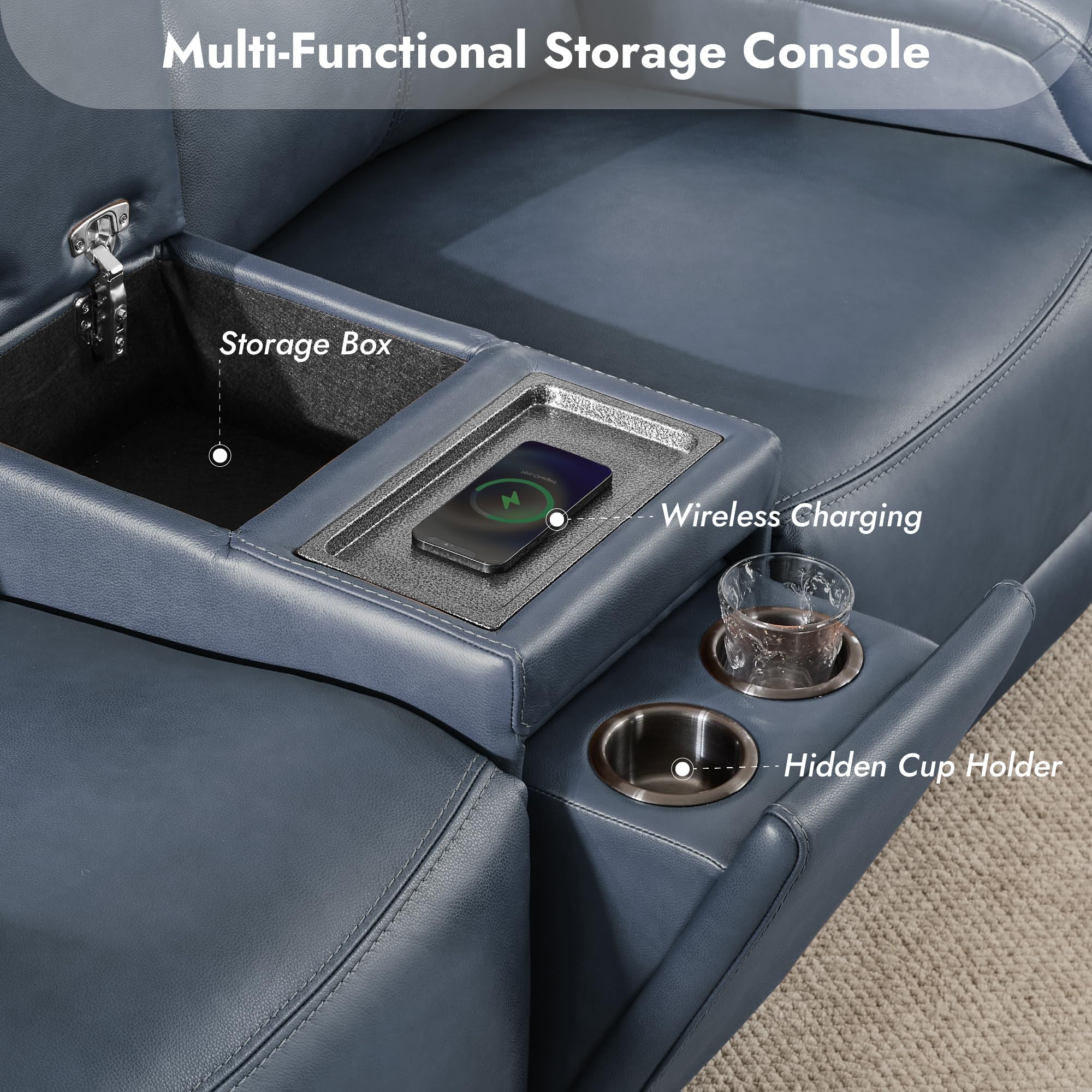 WatsonWhitely Watson & Whitely Genuine Leather Power Loveseat Recliner Sofa, Wal — product photo