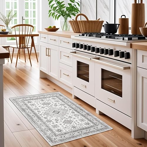 Miniatura 3 de Alfombra vintage pequeña de 2 x 3 pulgadas, suave, lavable, resistente a las manchas, antideslizante, para entrada, cocina, baño, dormitorio,