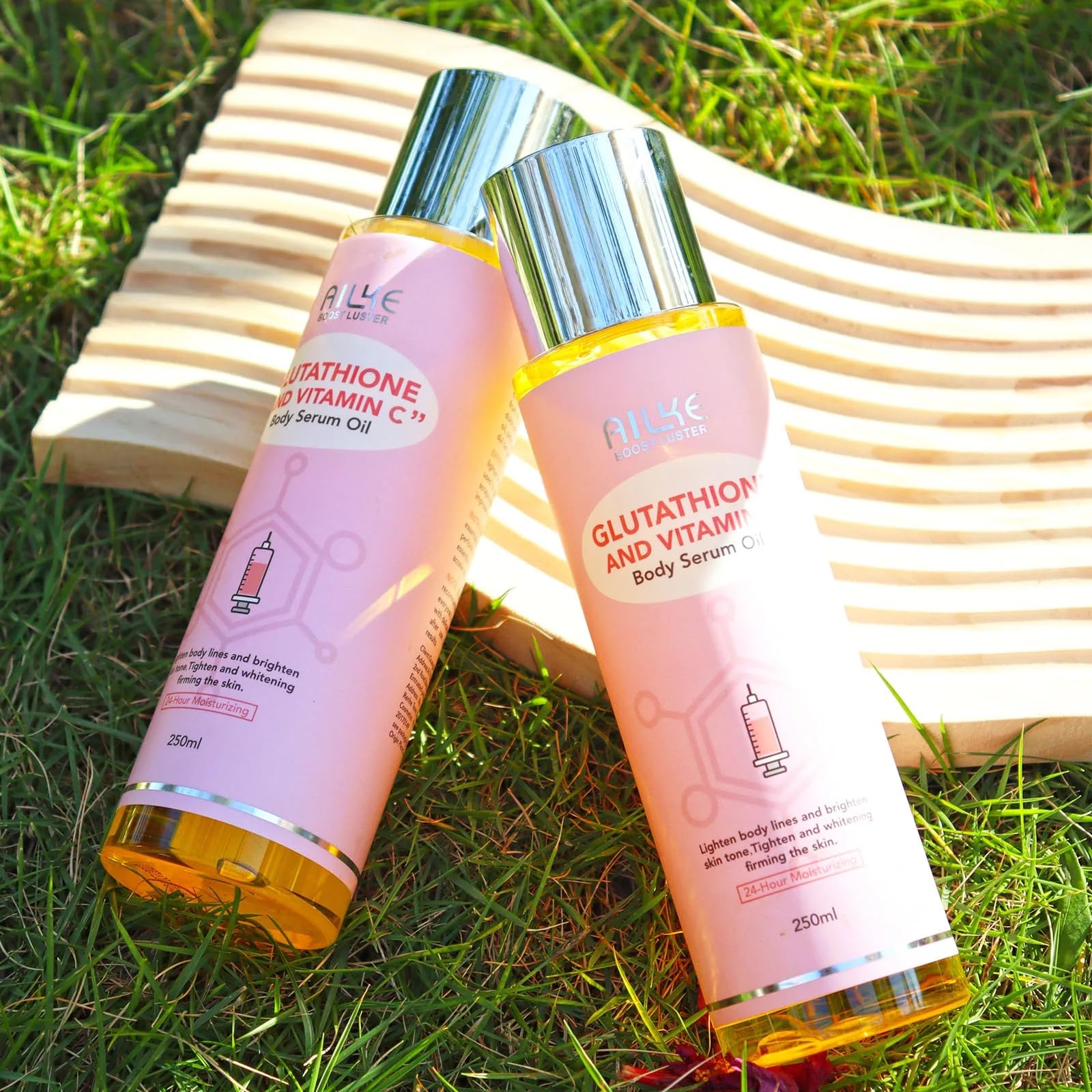 AILKE - Siero sbiancante per il corpo al glutatione e alla vitamina C, per una pelle liscia e luminosa per corpo, mani e gambe, idratante quotidiano per tutti i tipi di pelle, 250 ml (confezione da 3)