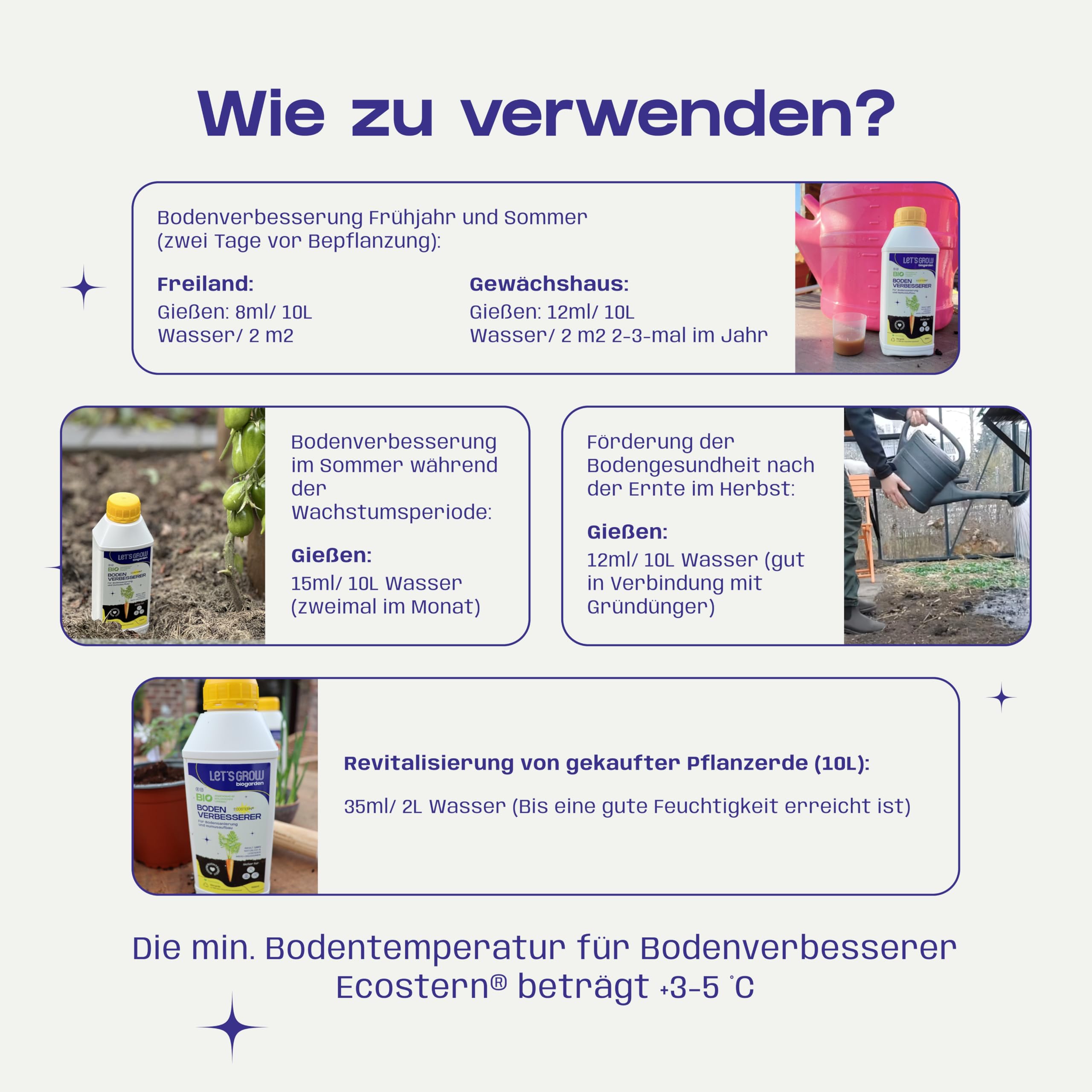 Let's Grow Biogarden Let's Grow Bio - Ecostern Bodenverbesserer, organischer Bodenzusatz auf Basis lebender Mikroorganismen zur Steigerung der biologischen Bodenaktivität, ideal für Gärten, 500 ml