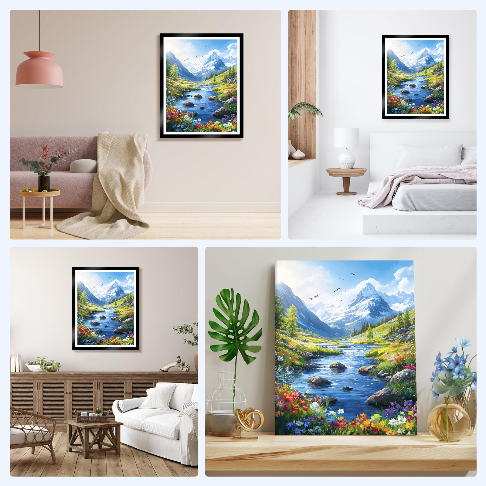 YEESAM ART Dipingi Con I Numeri – Paesaggio Fluviale Al Tramonto | Kit Tela 40x50cm Con Colori Acrilici E Pennelli Per Adulti E Principianti