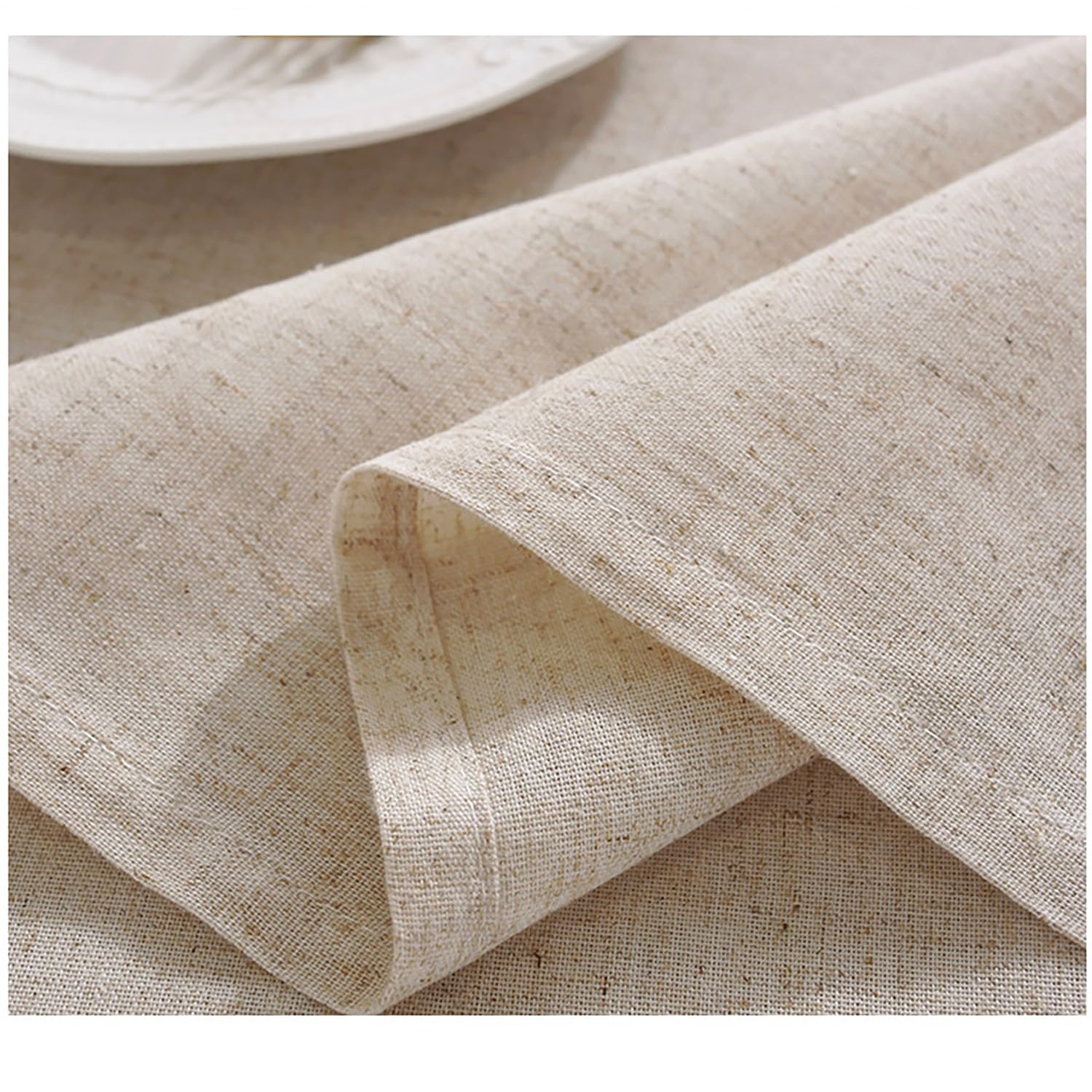 Mantel de lino texturizado, lavable, resistente a las manchas y sin arrugas, funda de tela decorativa para comedor, fiestas y camping (beige, 135 x 240 cm)