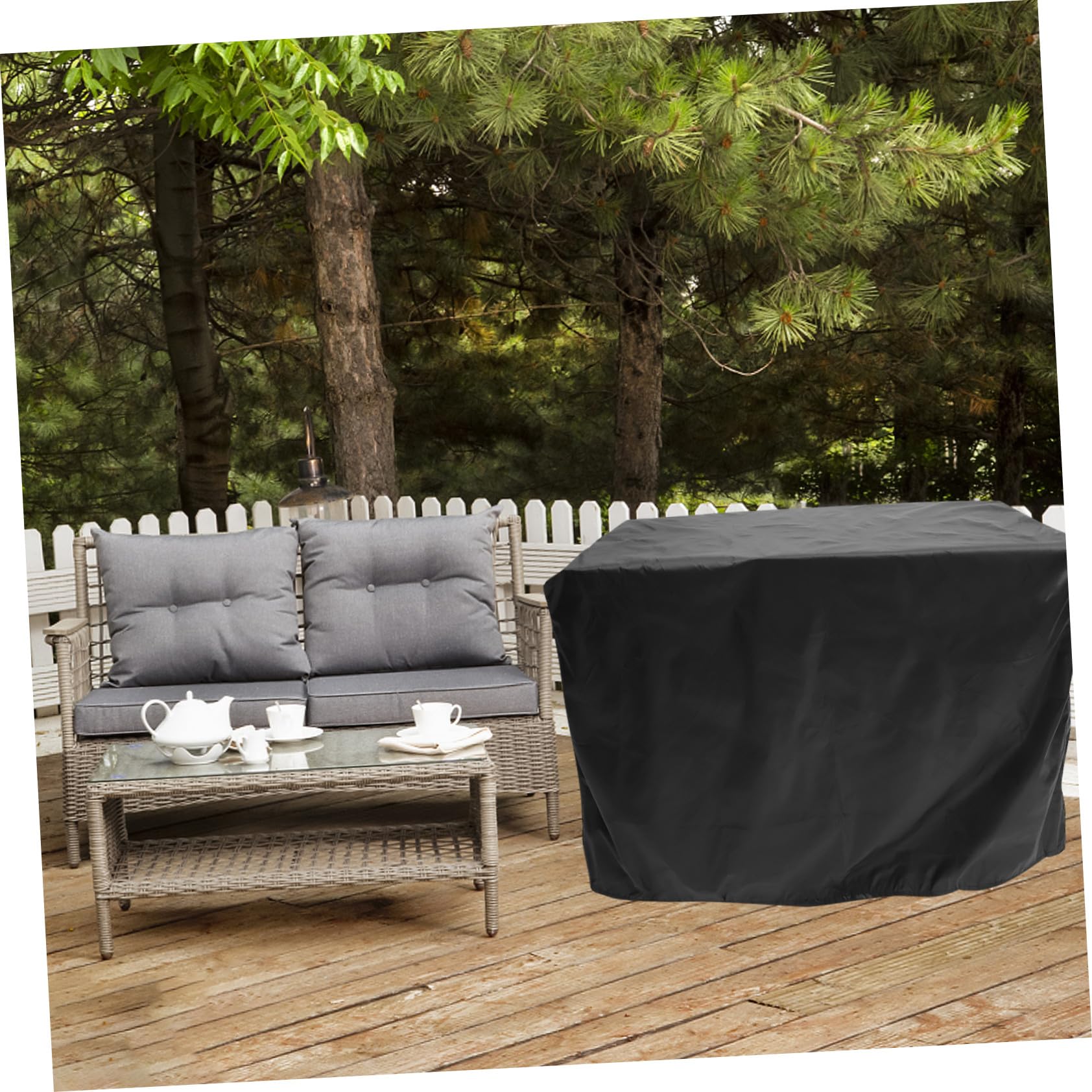 Tissu Oxford Housse de Chaise de Jardin Noir Imperméable