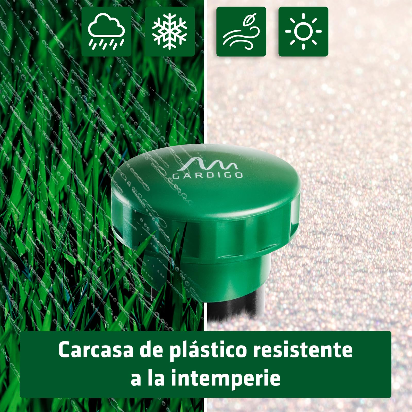 GARDIGO® Ahuyentador de Topos 2 Piezas, Repelente para Topo - Aprox. 700m² | Anti Topos Jardin, Ahuyenta Topo Ultrasónico, Control de Plagas Campañoles Hormigas Serpientes Eliminar del Huerto