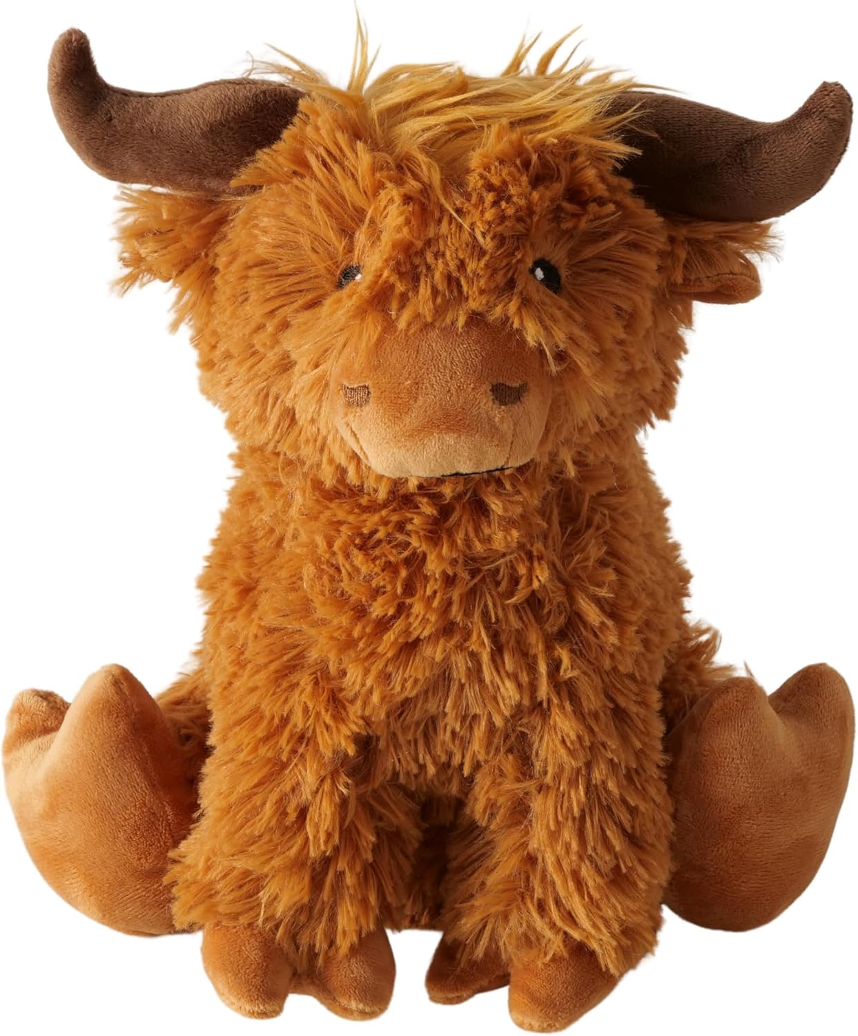 WHW Whole House Worlds Cow Door Stop, Shaggy Brown Plush Fabric, Black Eyes, Polyester, Sand Filling, Weighted Prop, 9 H inches, 2.25 lbs.