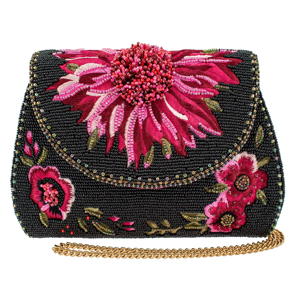 Mary Frances Women's Beaded Animal Print Crossbody Bag - Novelty Evening Purse With Removable Chain Strap, Black