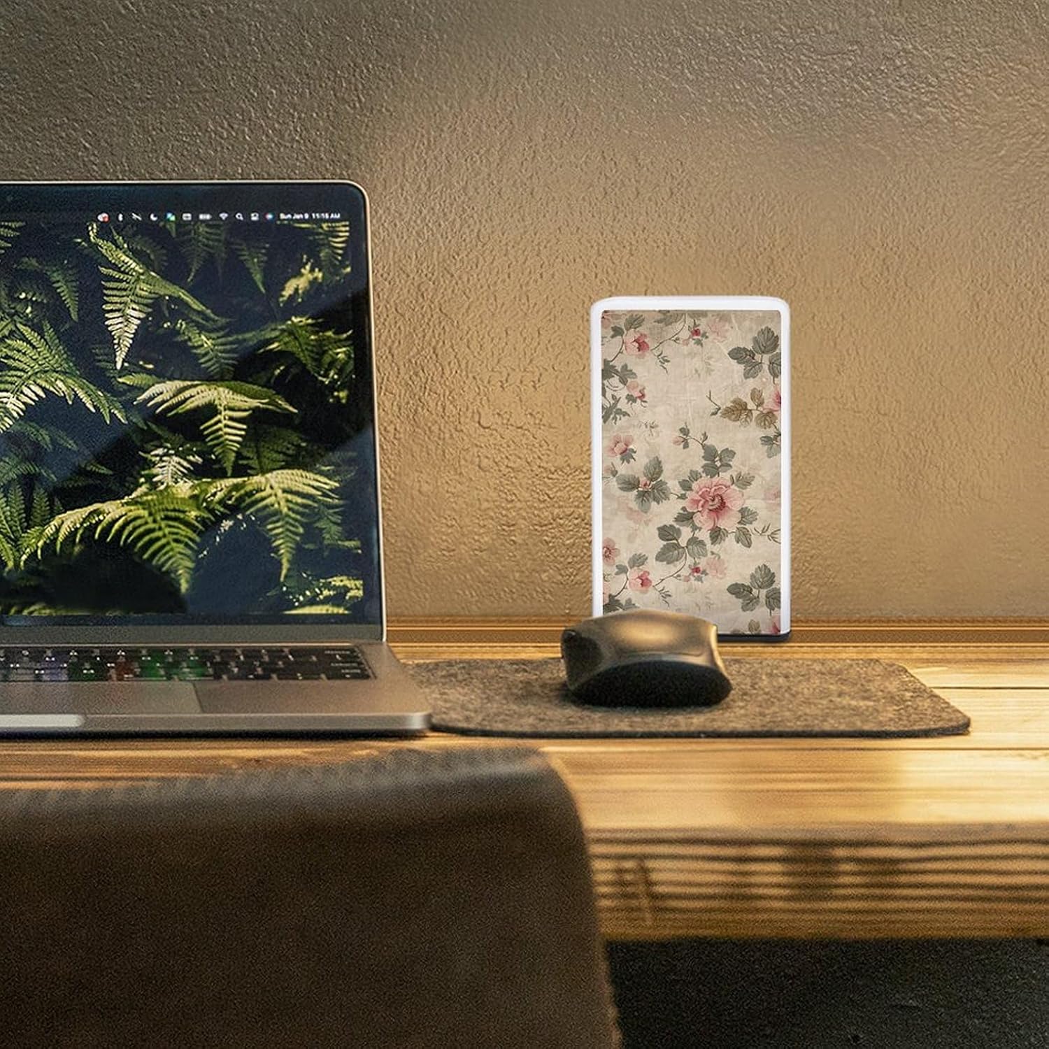 Desk Lamp for Office Home Dimmable Small Desk Lamp Retro Floral Pattern Battery Operated Lamp for Reading Study Work