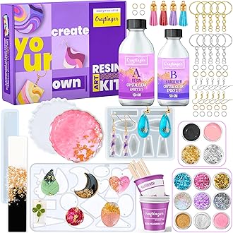 Craftinger Upgraded All in One Kit with 200gm Resin for Pendant Earring Keychain & Coaster, Multicolor