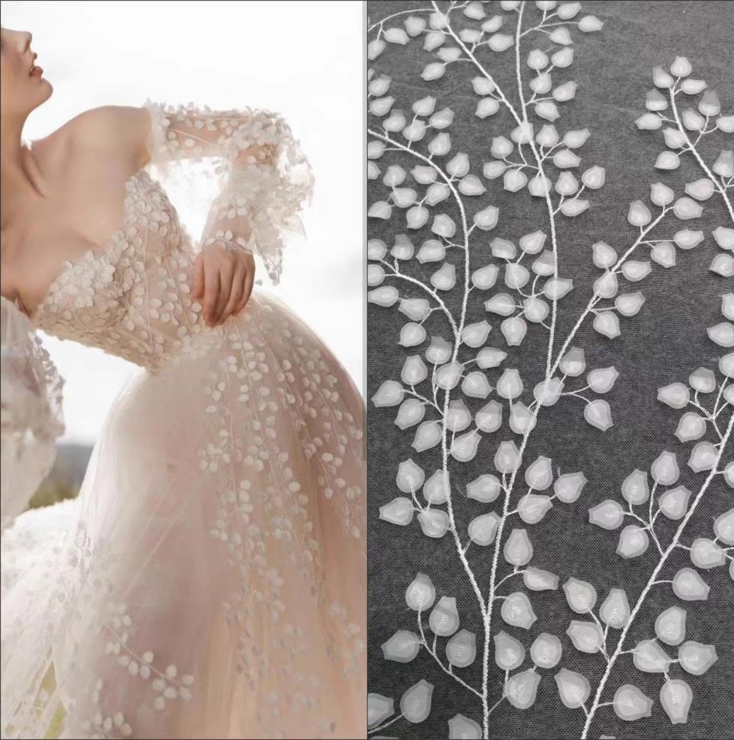 Amazon.com: Wedding Dress White Three-Dimensional Embroidery 