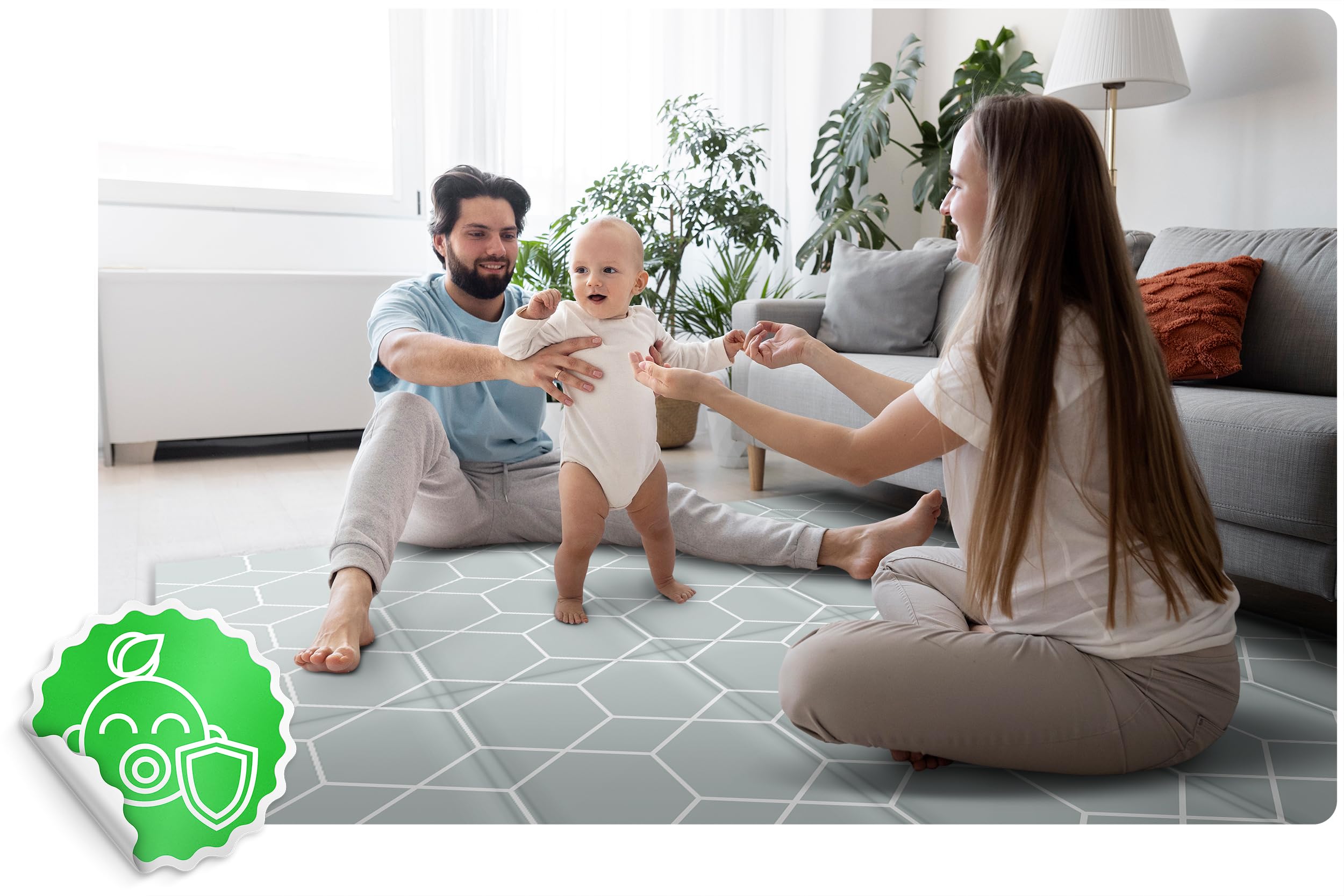 Nukido Doppelseitige Krabbelmatte Baby Krabbeldecke Matte Bodenmatratze Kinderzimmer Krabbelmatte Baby faltbar Bodenmatte Kinder Babyspielzeug 0-6 monate Mehrfarbig 200x180x1 cm