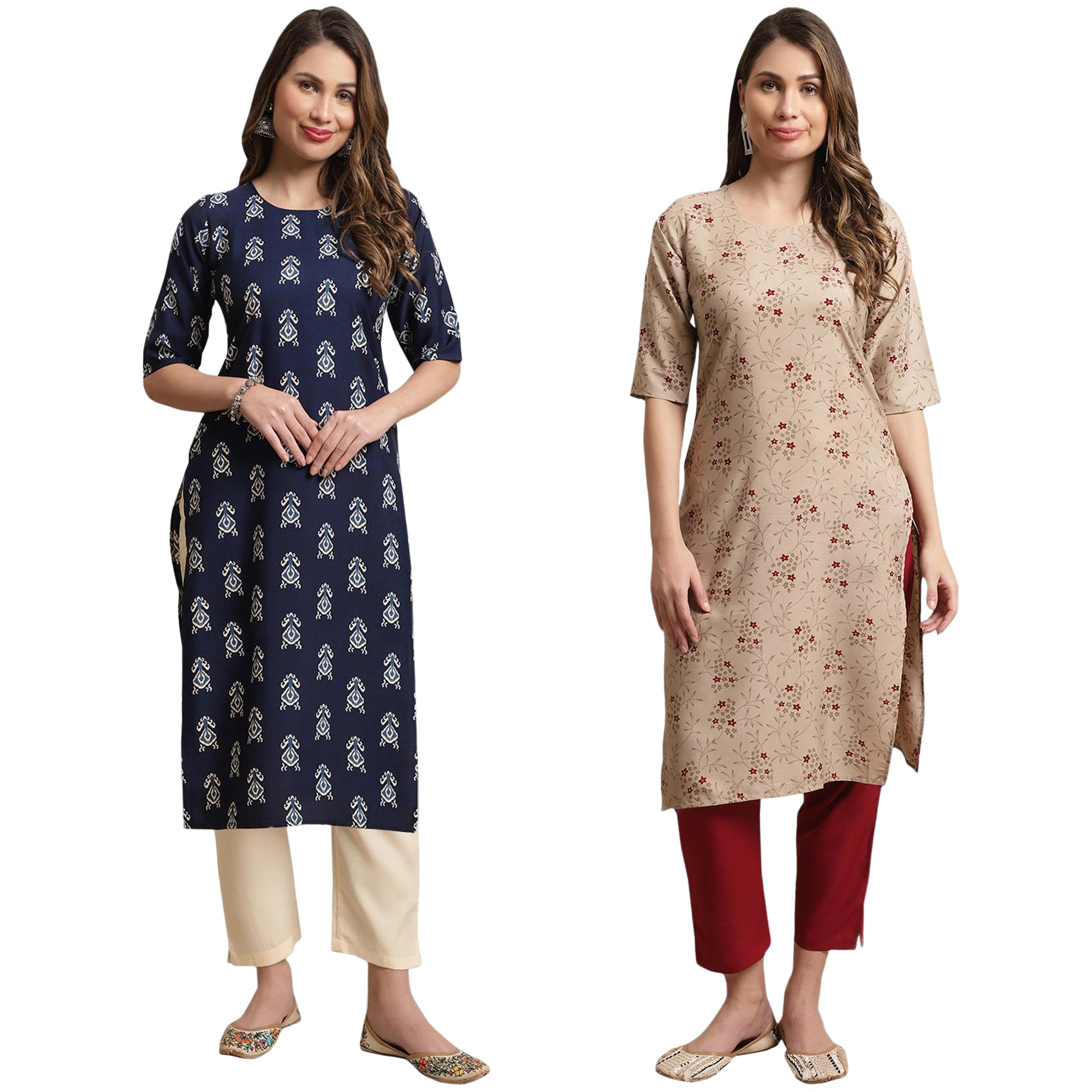 Tee Projekt Crepe Printed Kurti & Pant Set For Women Ethnic Wear Casual Wear Kurta Set