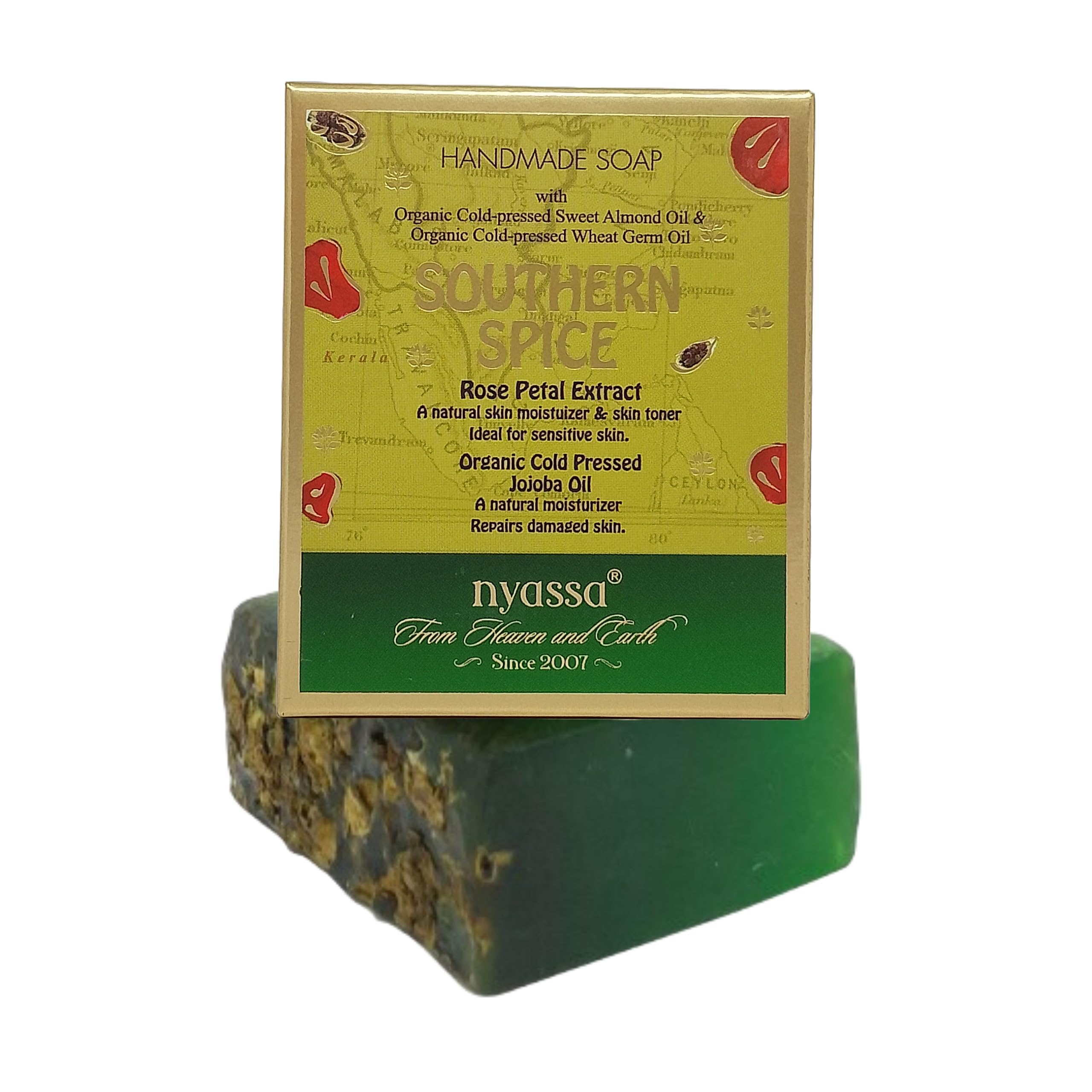 Nyassa Southern Spice Natural Bathing Handmade Soap | Rose Petal extract & Organic Cold Pressed Jojoba Oil | All Skin Type 150gm