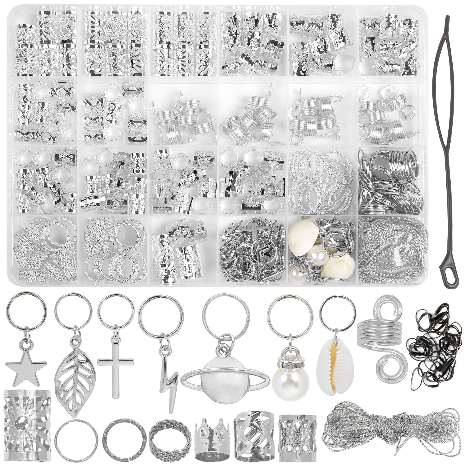 259 Pcs Hair Jewelry for Braids,Gold Hair Accessories for Women,Loc Jewelry for Hair Dreadlock Metal Hair Charms Braids Rings Cuffs Clips for