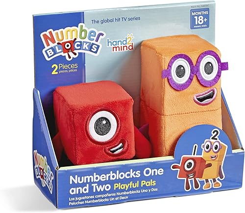 hand2mind Numberblocks One & Two Playful Pals, juguetes de figuras de peluche, números para niños pequeños, juguetes de aprendizaje de matemáticas