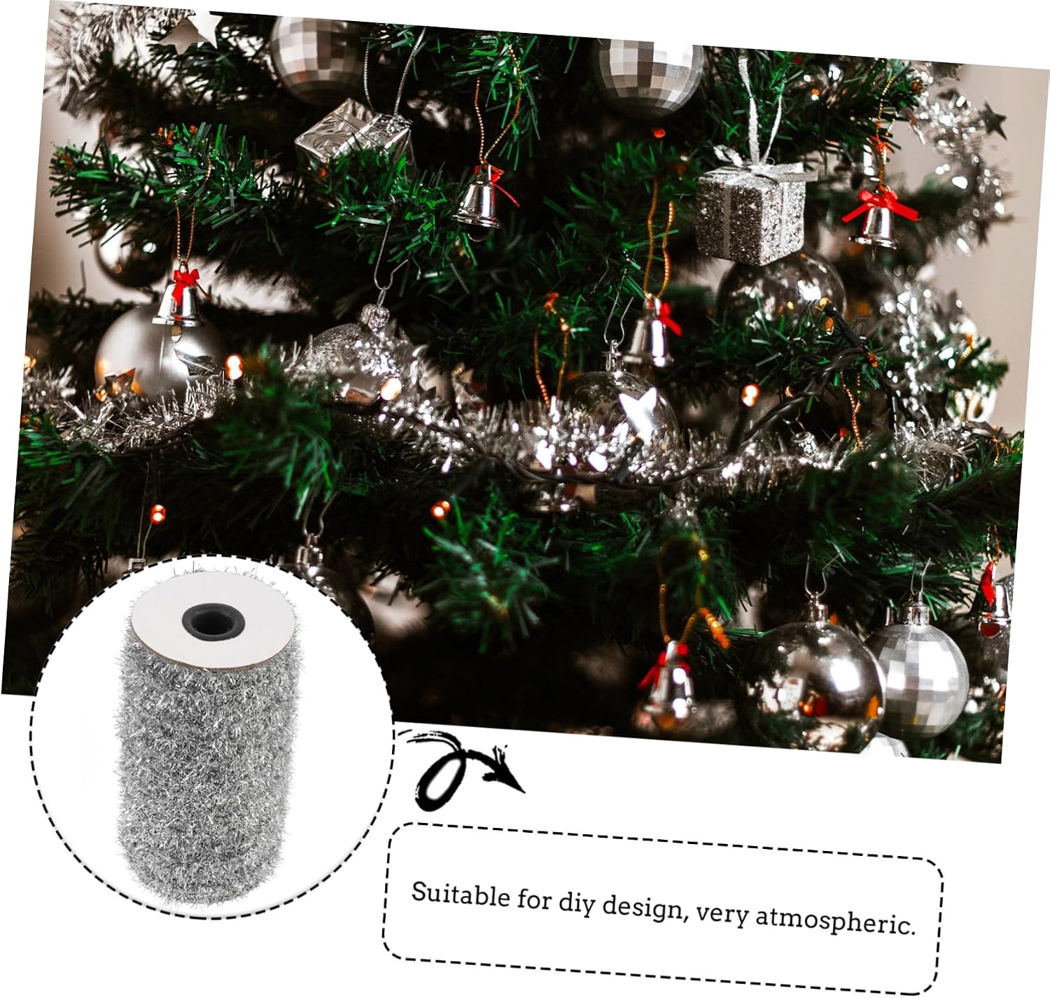 1roll Christmas Tree Thin Tinsel Metallic Garland for Party Decoration Colorful Foil Streamers for Christmas Festivities and Holiday Celebrations