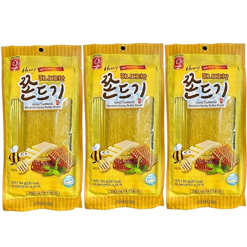 Jjondigi - Bocadillo coreano de la vieja escuela Jjondgi, paquete de 3 unidades, sabor a mantequilla de miel