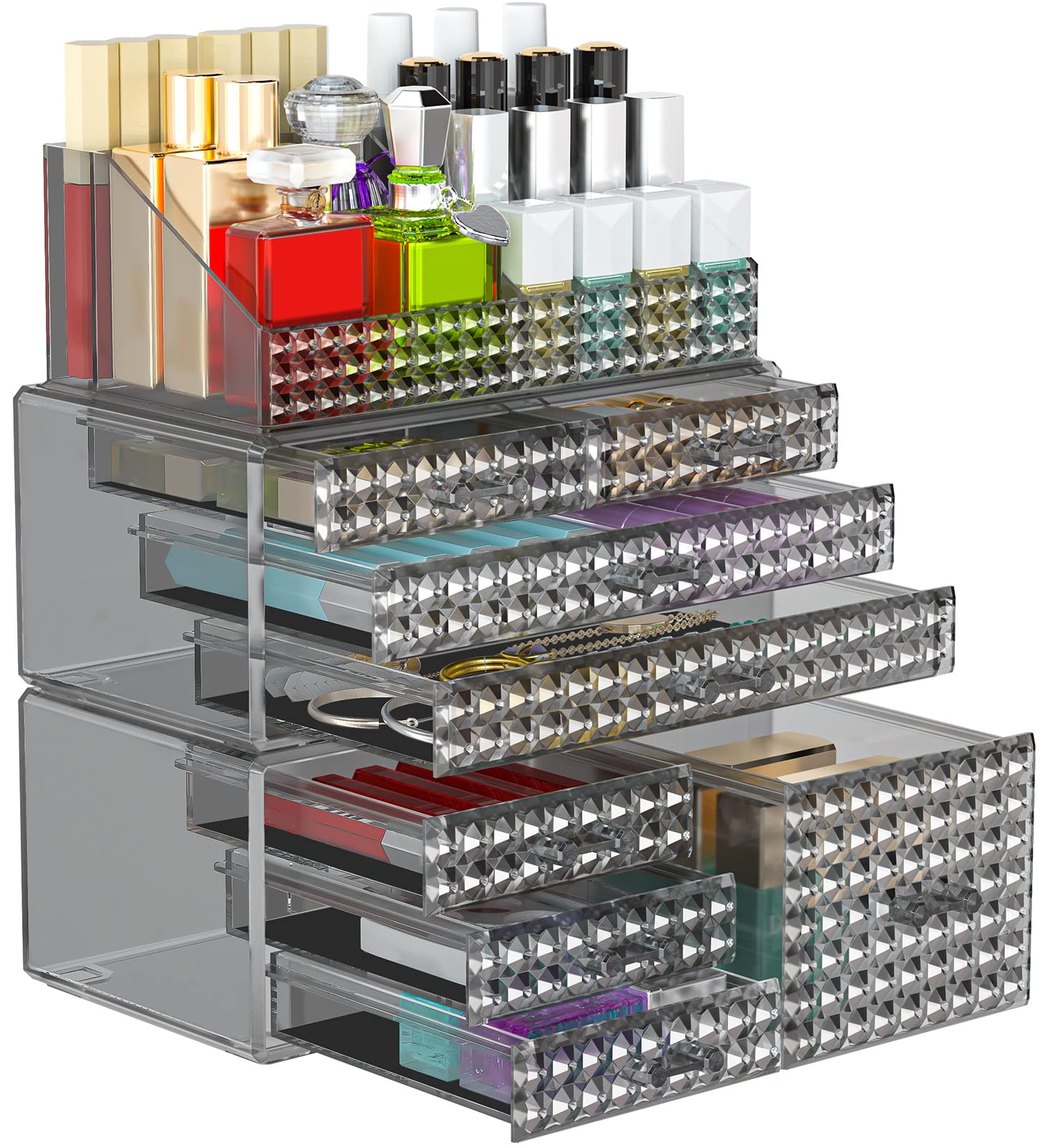Awenia Stackable Acrylic Makeup Organizer and Storage Drawers