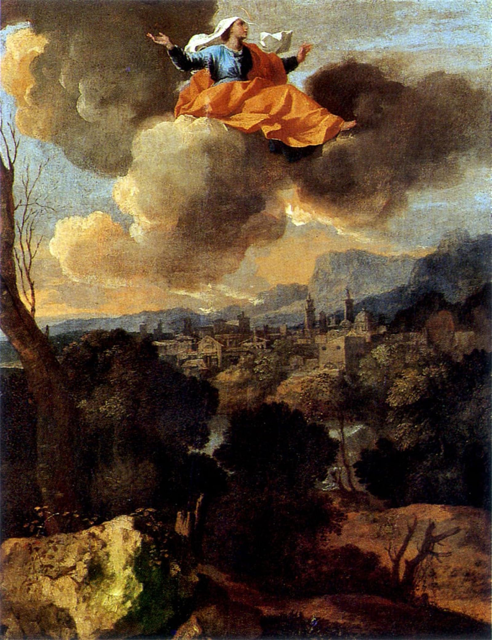 POSTERIIk Vintage Classic Picture Landscape Artwork the Translation of St. Rita De Cascia by Nicolas Poussin Portrait Canvas Painting for Office Home Decor 60x90cm