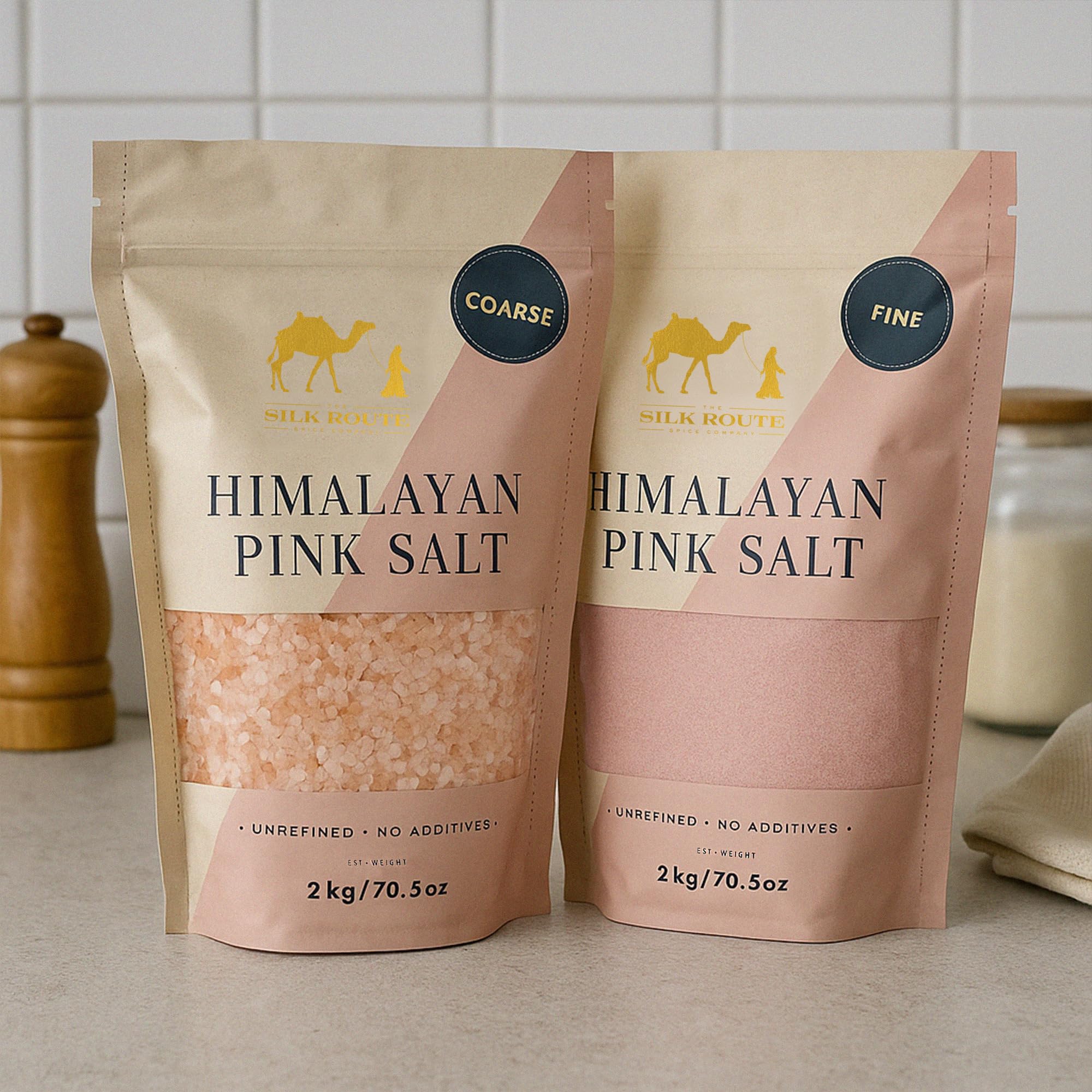 Silk Route Spice Company Sel rose de l'Himalaya 2 kg (grossière) pochette refermable