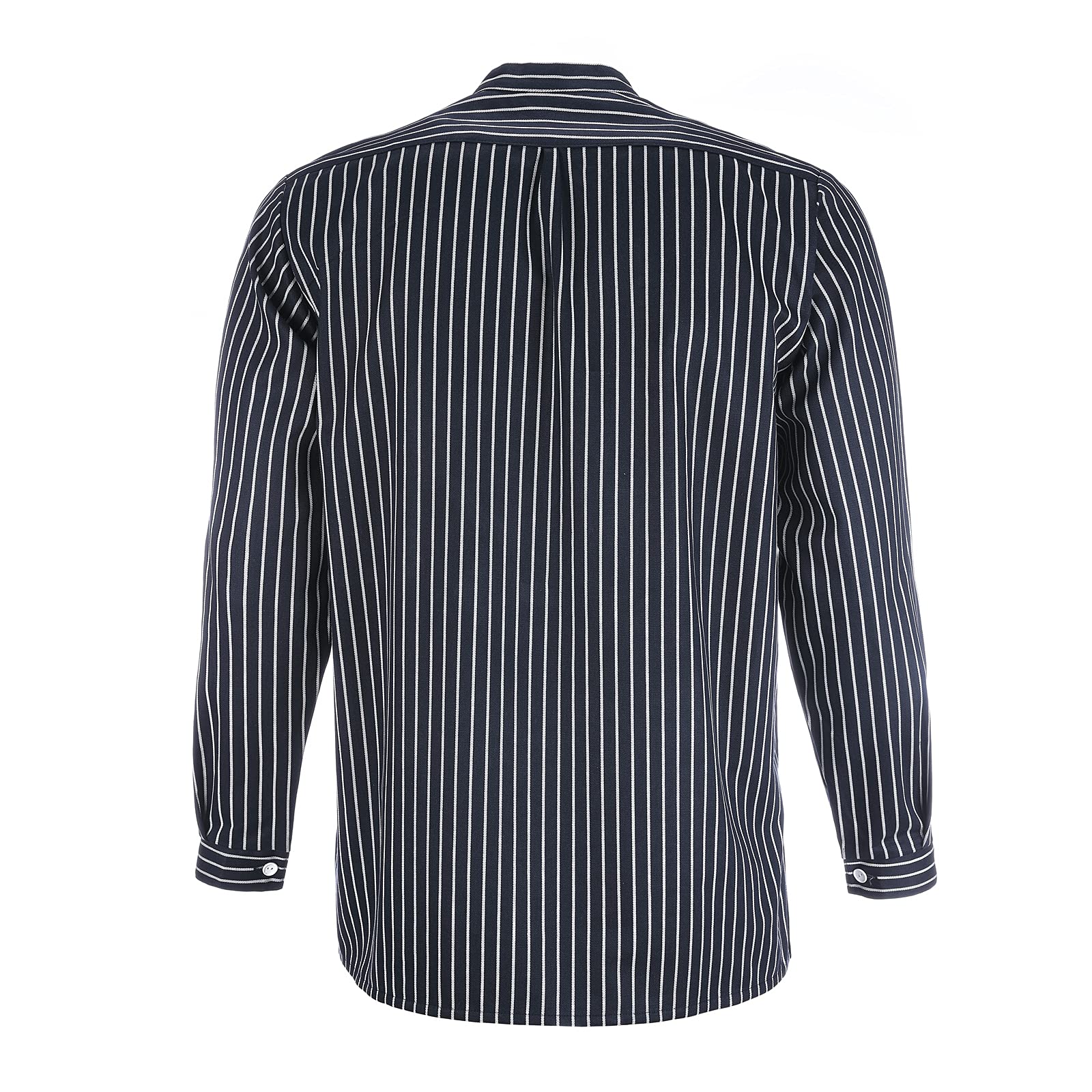 modAS Unisex Finkenwerder Fischerhemd Basic Line – Hemd Seemann Skipper Fischer-Hemd gestreift aus Baumwolle mit Breiten Streifen in Blau Größe 3XL