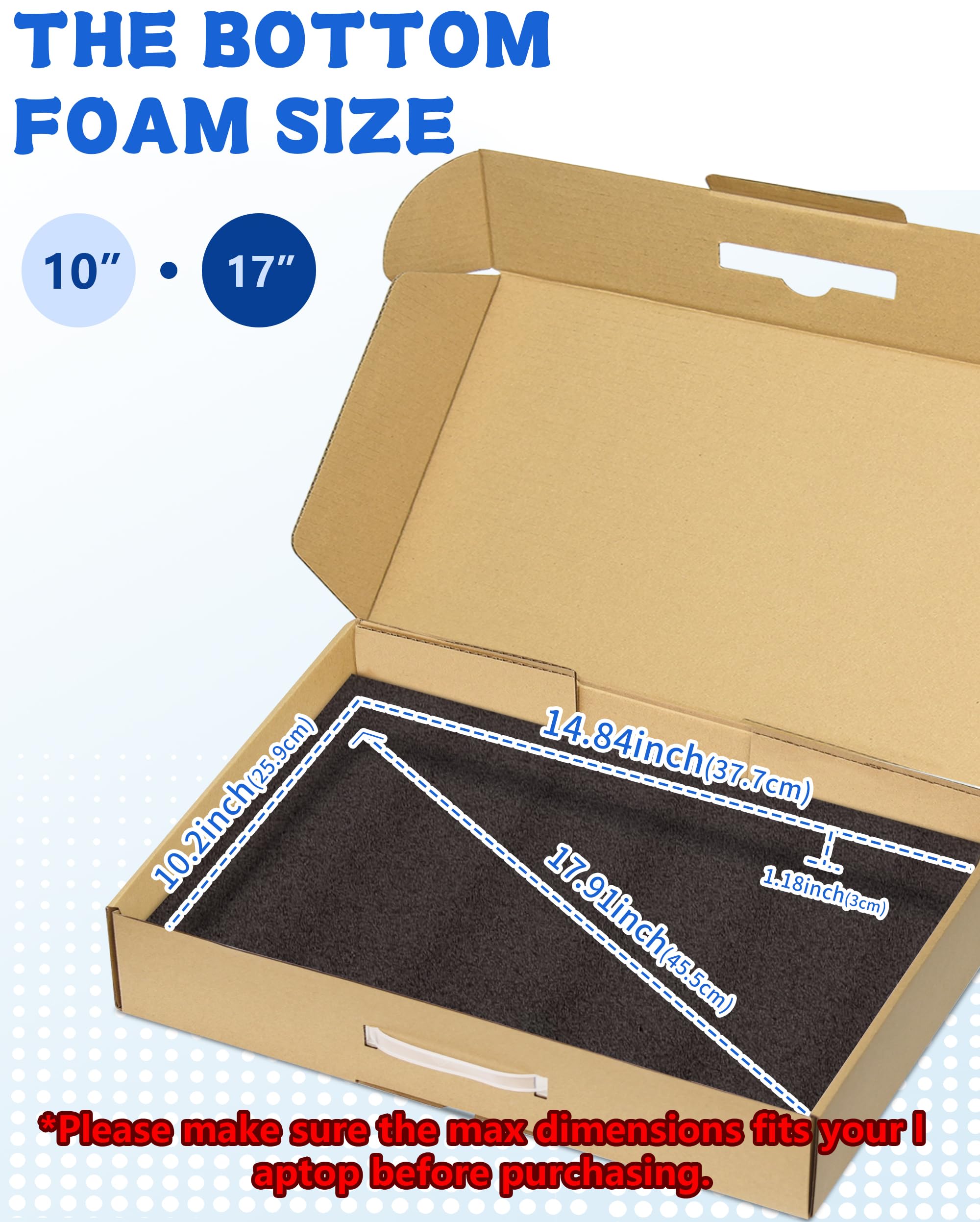 Boîte d'expédition pour ordinateur portable avec mousse de protection pour ordinateur portable jusqu'à 17" - Carton d'expédition pour ordinateur portable - Boîtes d'expédition sécurisées