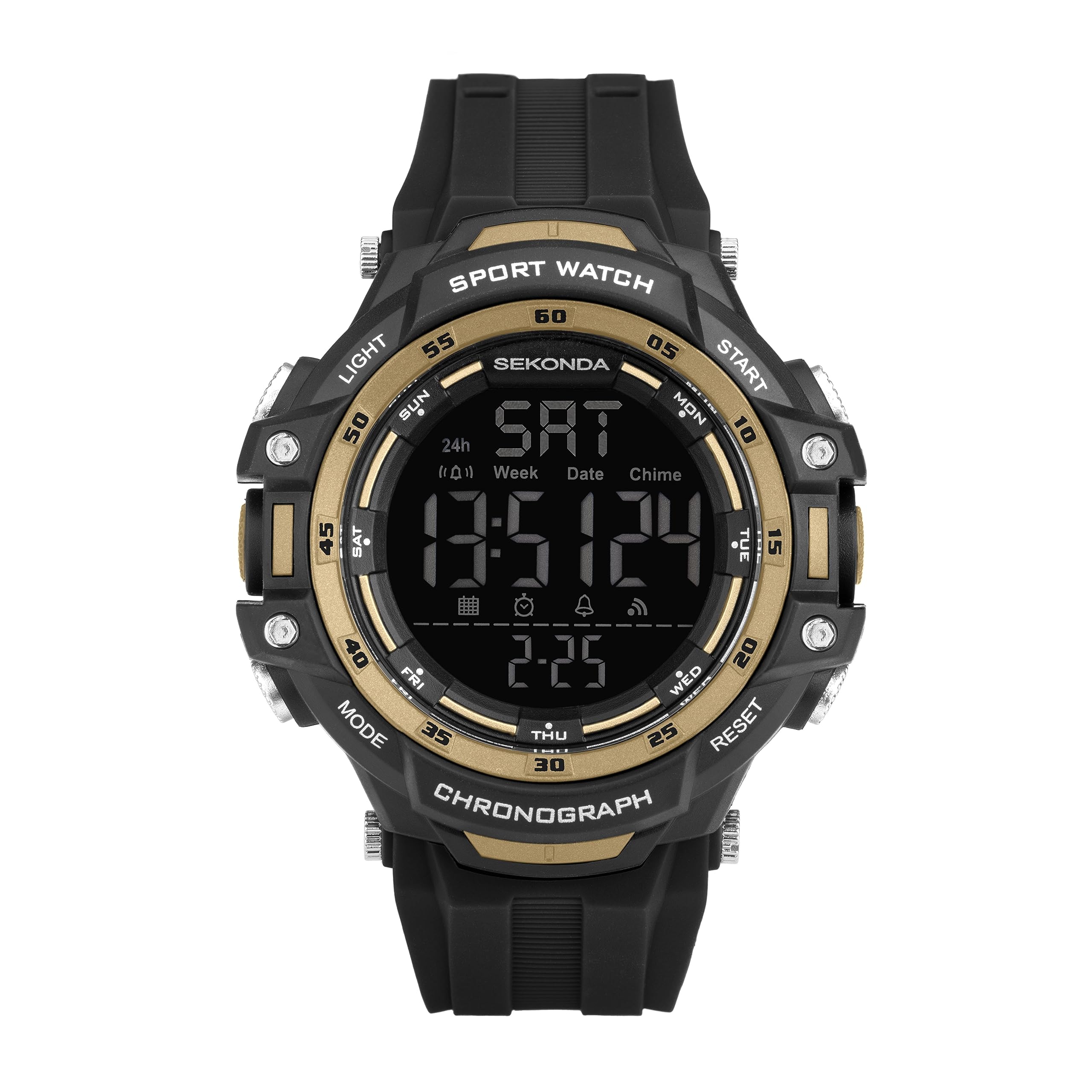 Mens New Sekonda Crossfell Chrono Alarm EL Light 50m W/Proof Watch 30162 Rp £40
