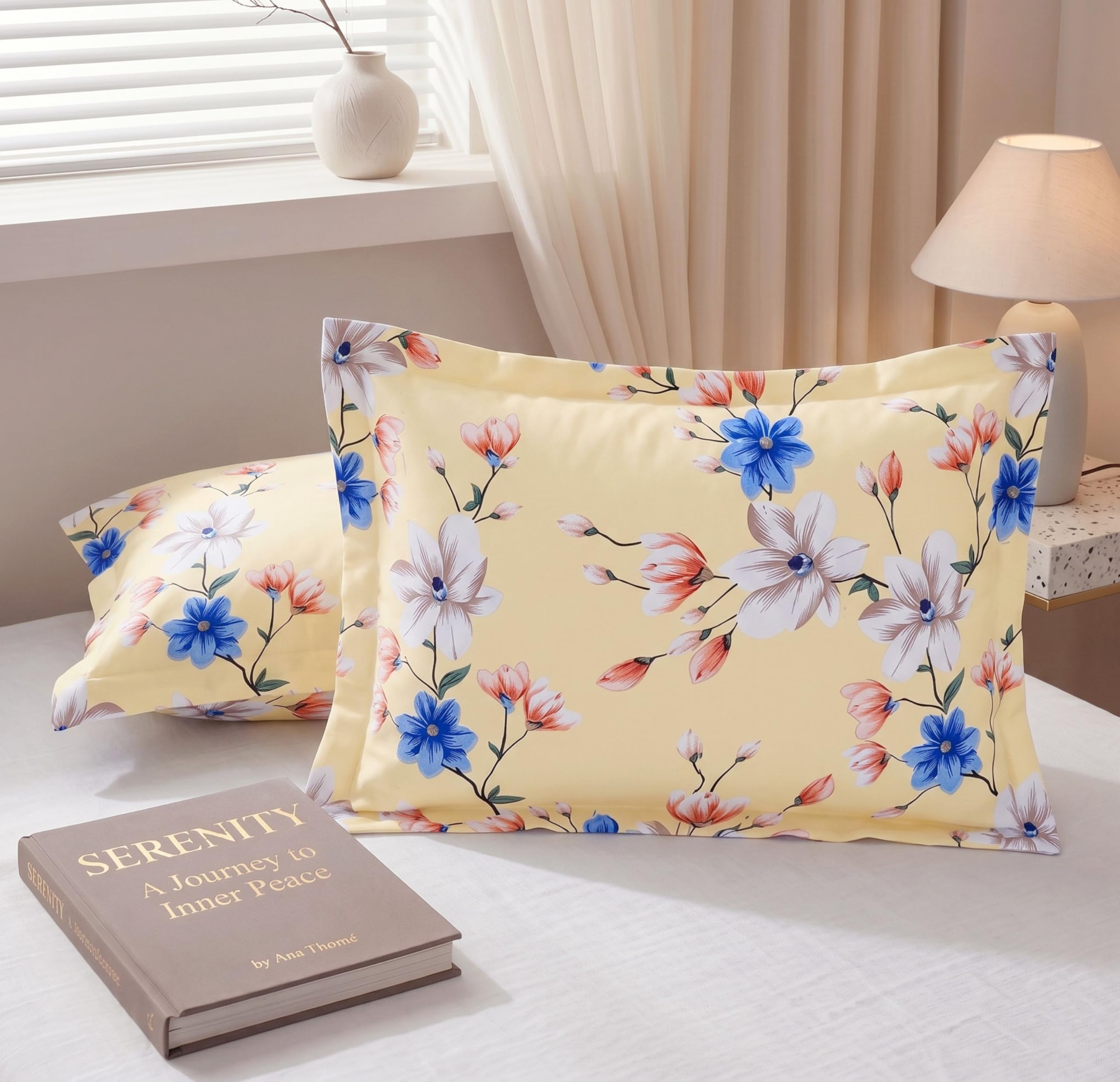 BSB HOME Cotton Pillow Covers Pack of 2, 210 TC Soft Breathable Hypoallergenic Pillow Cases, Fade Resistant Bed Pillow Covers, 17 x 27 Inches (43 x 69 cm) (Buttercup Yellow)