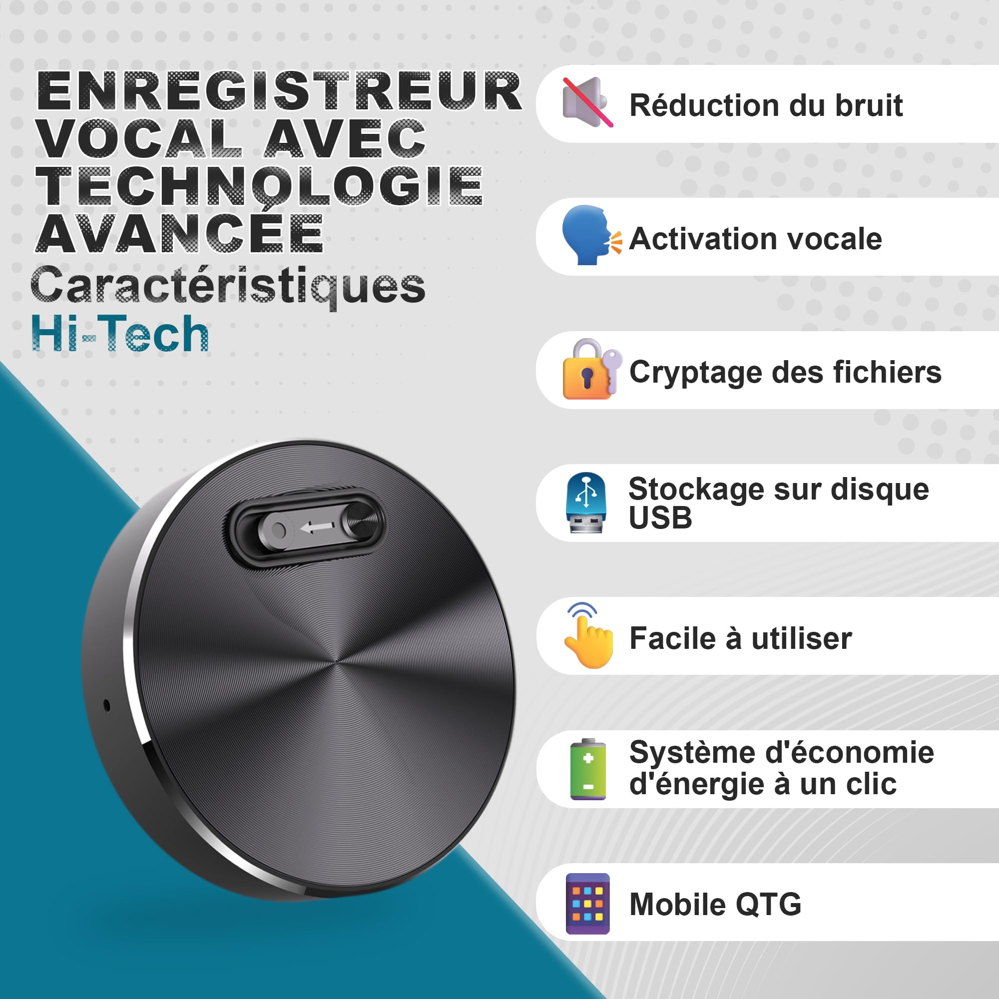 Dictaphone Autonomie 20h Stylo Enregistreur SPY TEC 16Go - Micro Caché 20h Autonomie Dictaphone 16Go