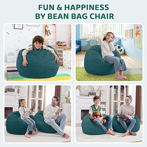 Miniatura 73 de Puf de 5 pies, puf grande con relleno de espuma viscoelástica, sofá puff esponjoso con funda de terciopelo holandés, puf redondo para sala de estar,