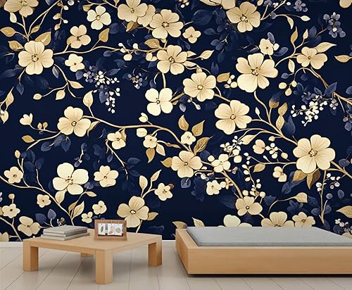Miniatura 19 de Mural de pared floral retro, papel tapiz de barra de flores coloridas de mediados de siglo, papel tapiz rústico floral 3D impermeable para Retro