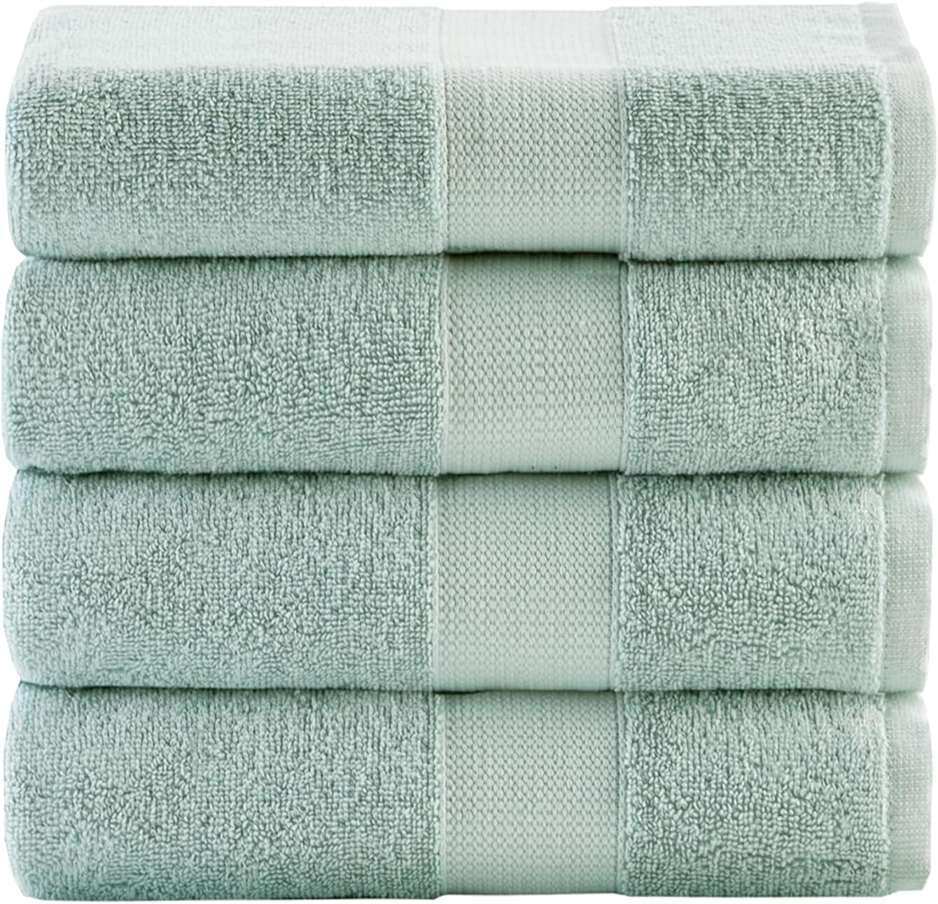 Comfort Spaces Turkish Bath Towel Set of 4 Piece 27x54 Medium 100% Cotton Towels Highly Absorbent Soft Quick Dry Shower for Bathroom Spa Seafoam Green